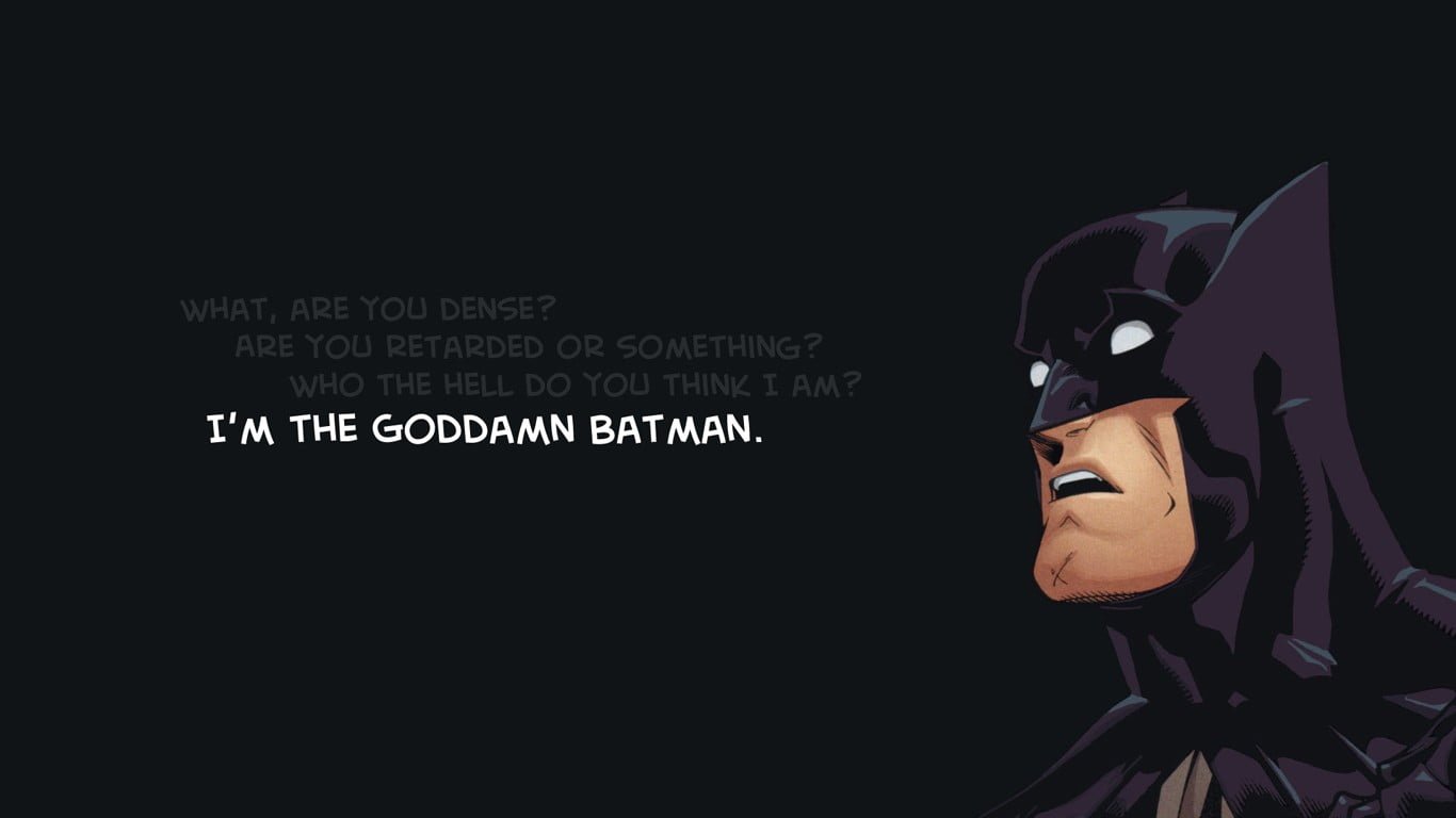 Batman humor superhero text western script human representation