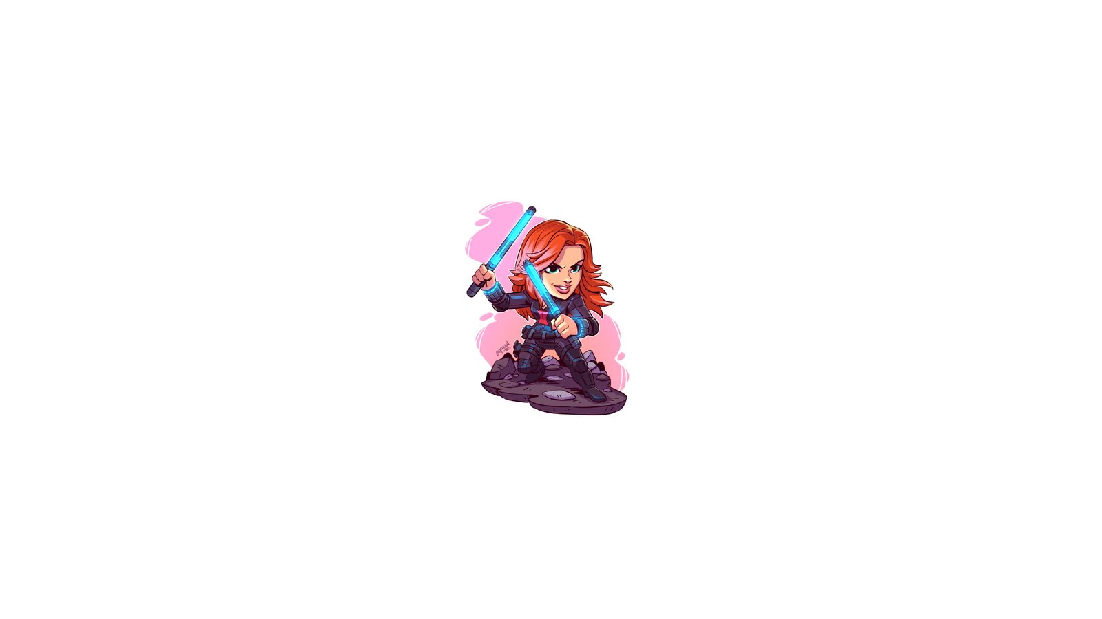 Black Widow Marvel Comics hero chibi minimalism Heroes 2k 4k