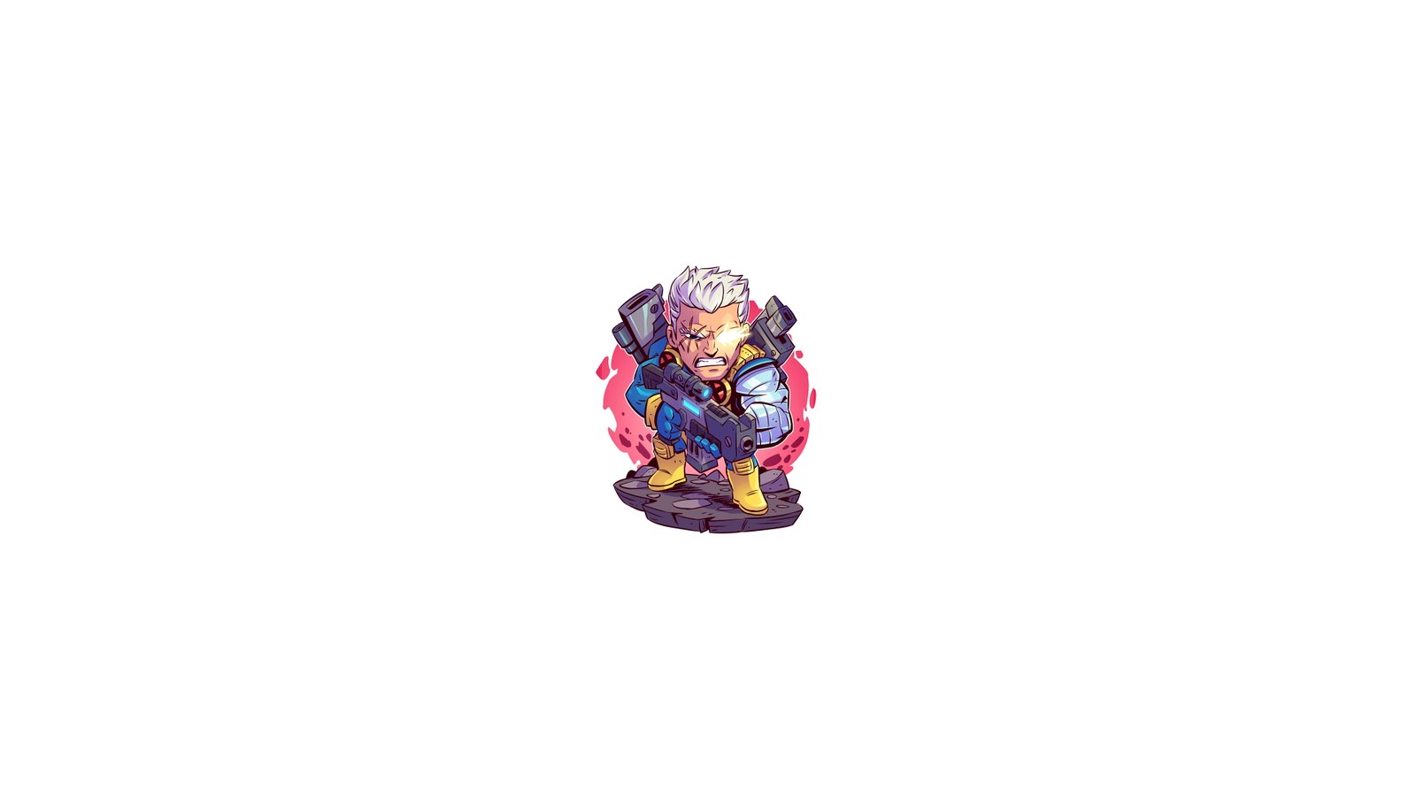 Cable Marvel Comics chibi minimalism Heroes Men 2k 4k