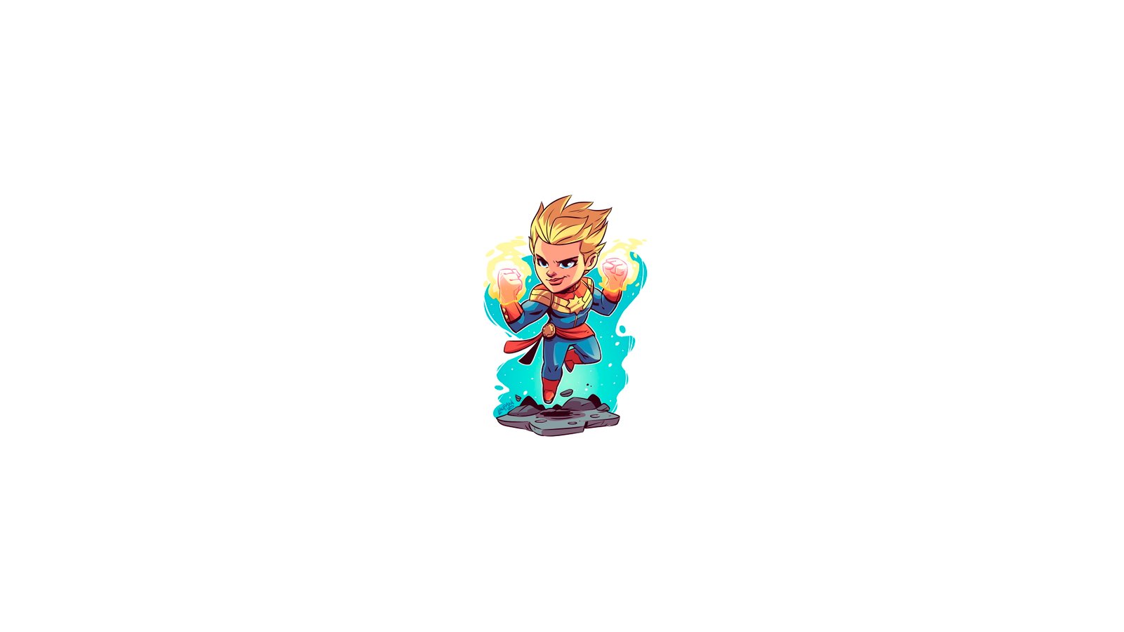 Captain Marvel Comics chibi minimalism MCU Heroes 2k 4k