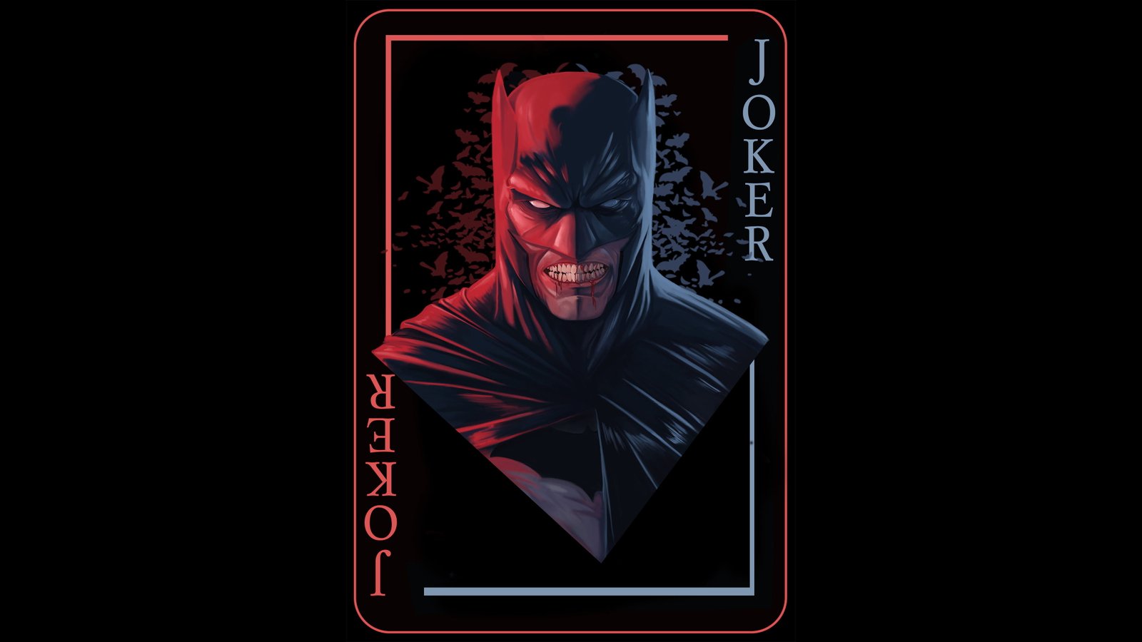 digital art artwork Batman black red dark background 2k 4k