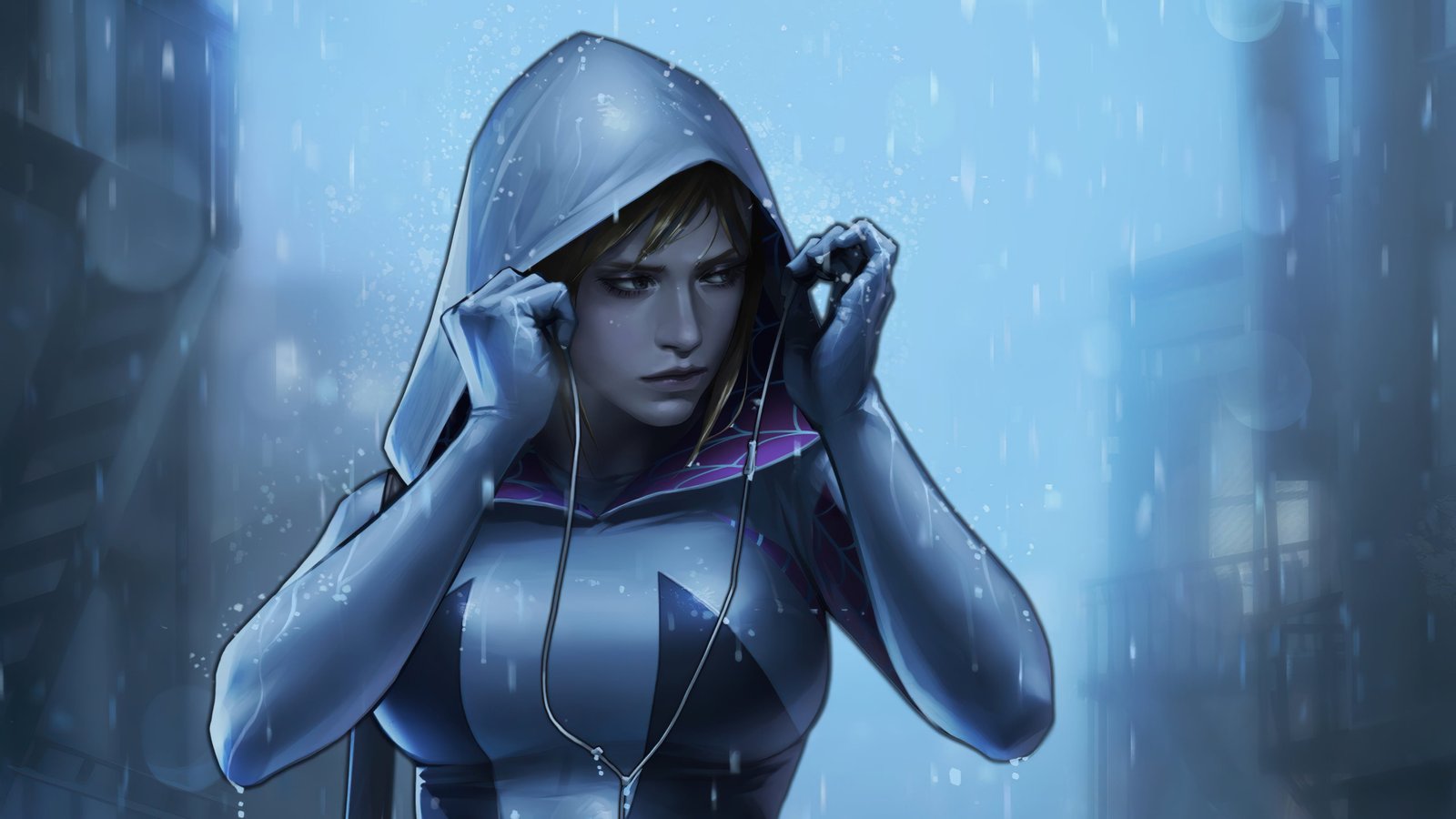 Spider Gwen women superhero digital artwork Stacy 2k 4k
