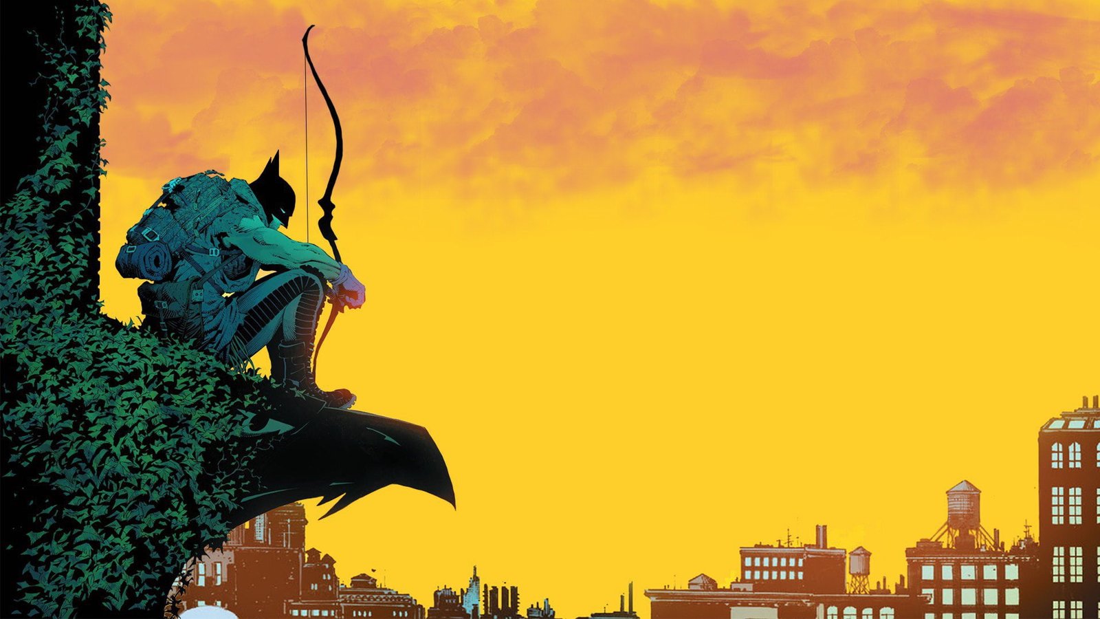 The sky Yellow city Batman Building Bow Hero Mask 2k