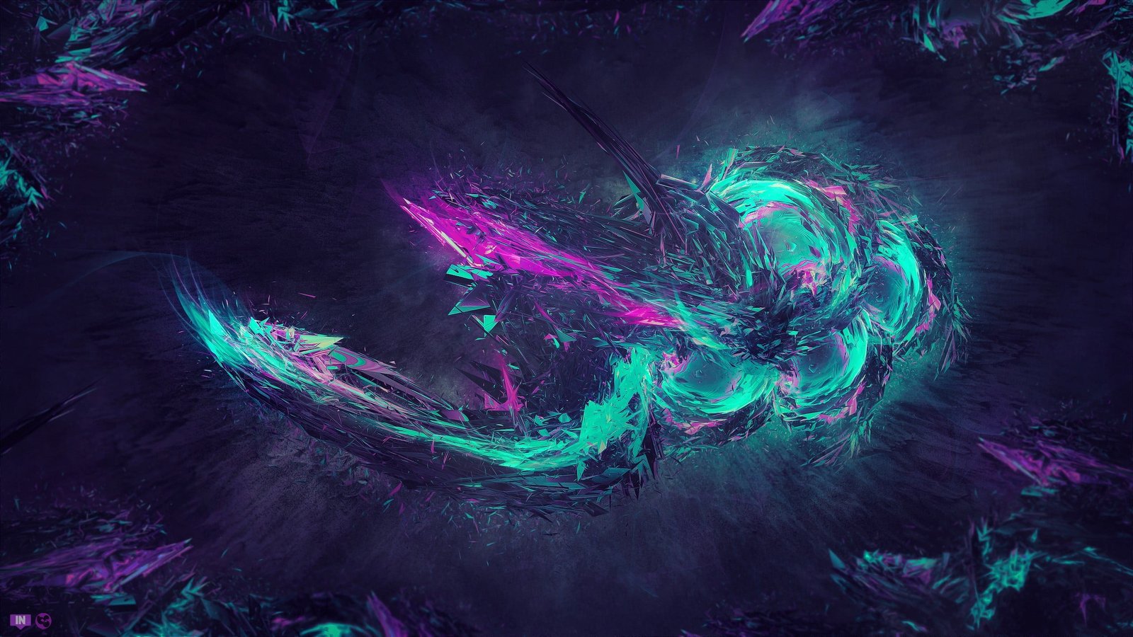 teal and purple art abstract digital shapes colorful 2k