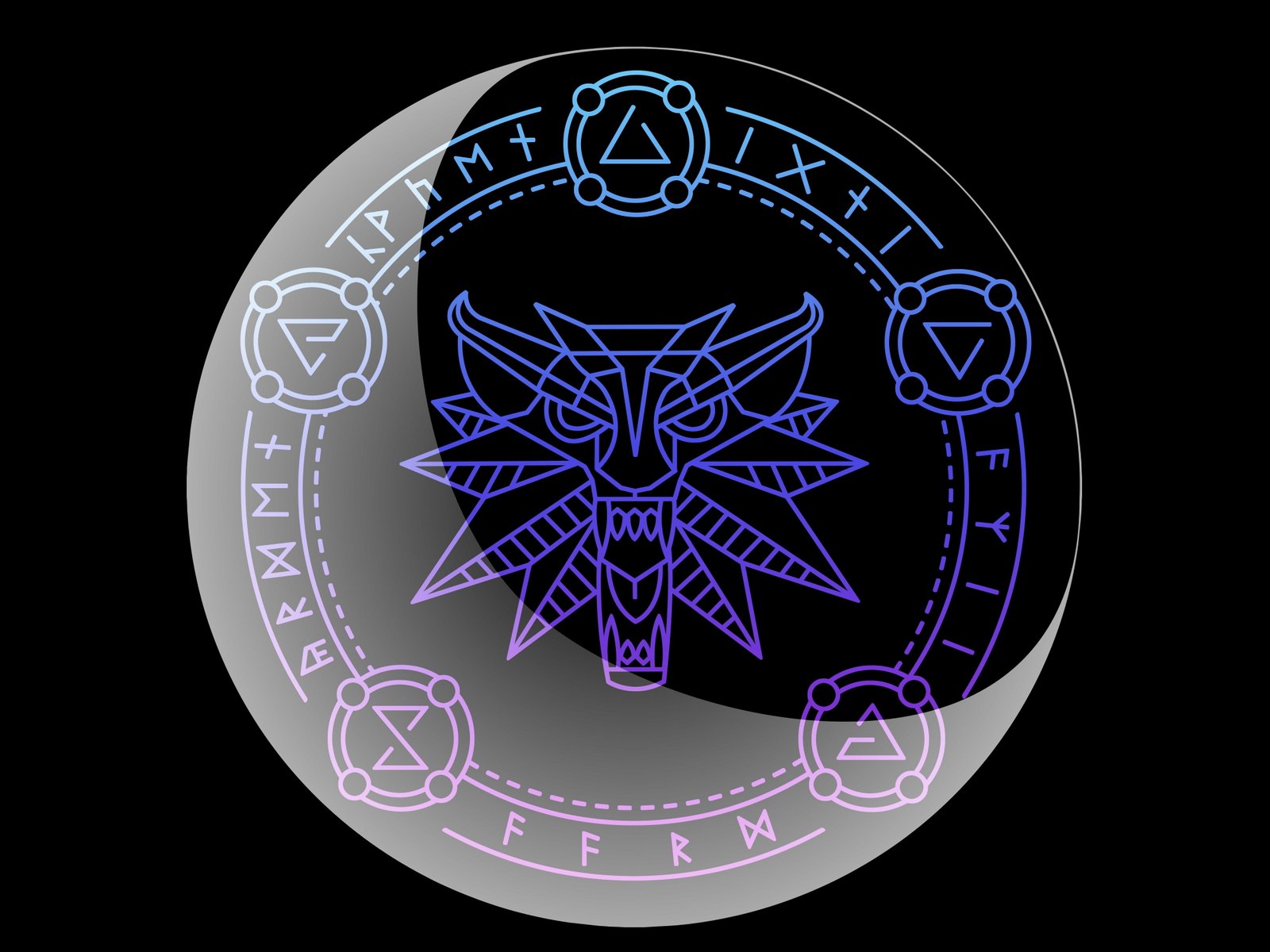 wolf round signs the Witcher runes Crescent Igny The aard 2k 4k