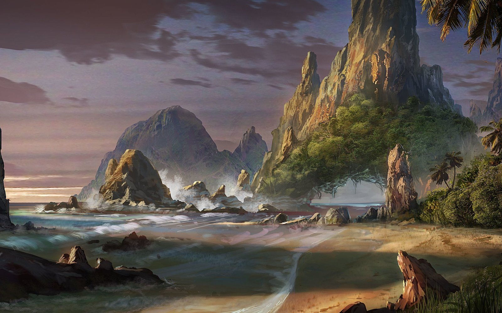 art beach fantasy landscape mallick rock waqas world 2k