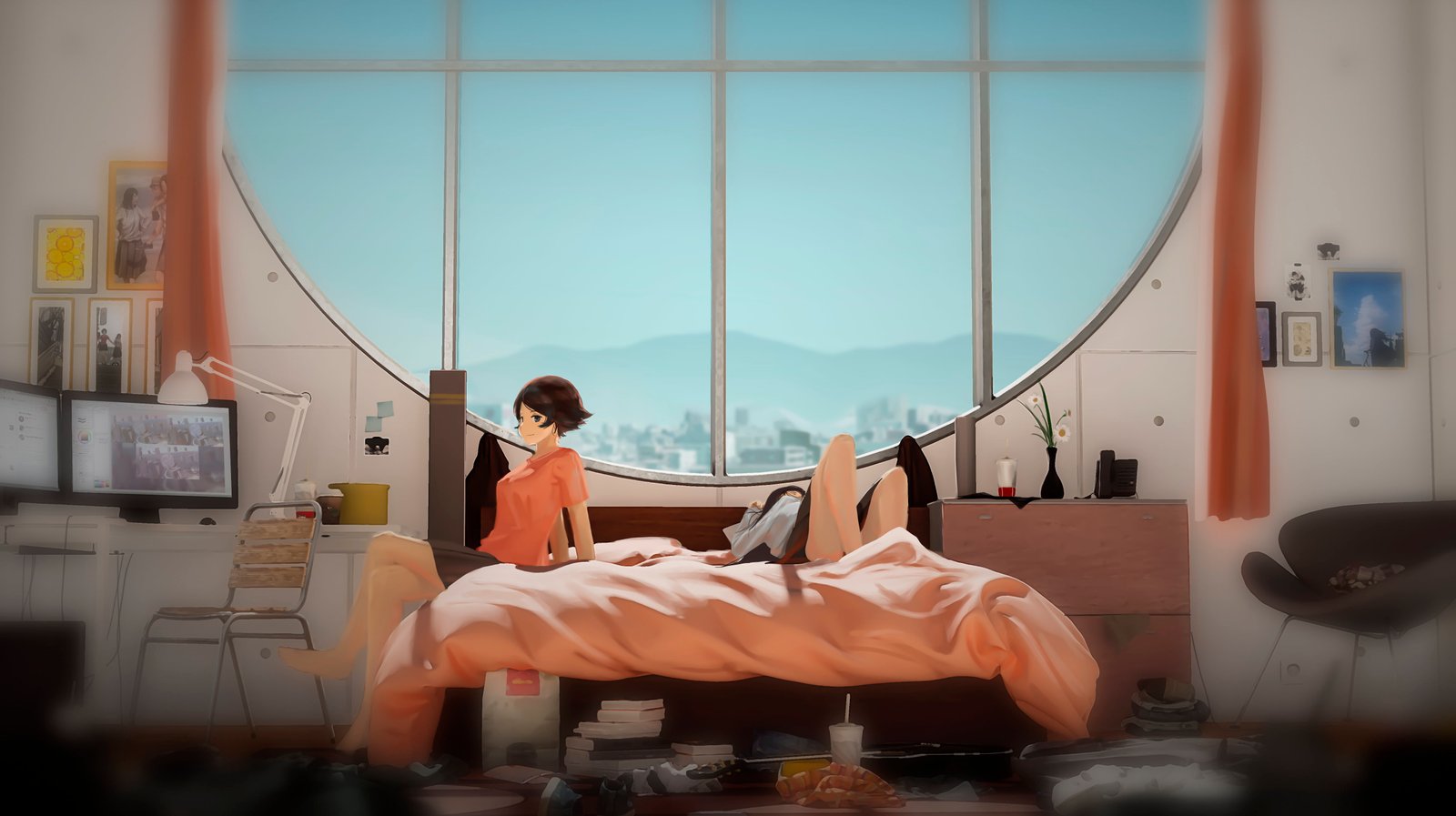 black haired female anime character wallpaper fan art backgound 2k 4k 5k