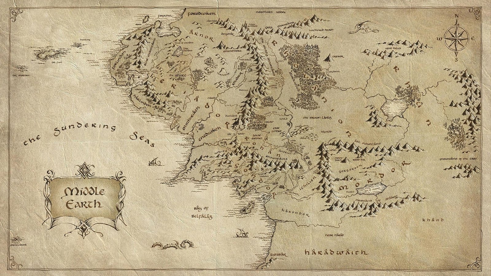 gray map Middle earth The Lord of the Rings cartography J R Tolkien 2k