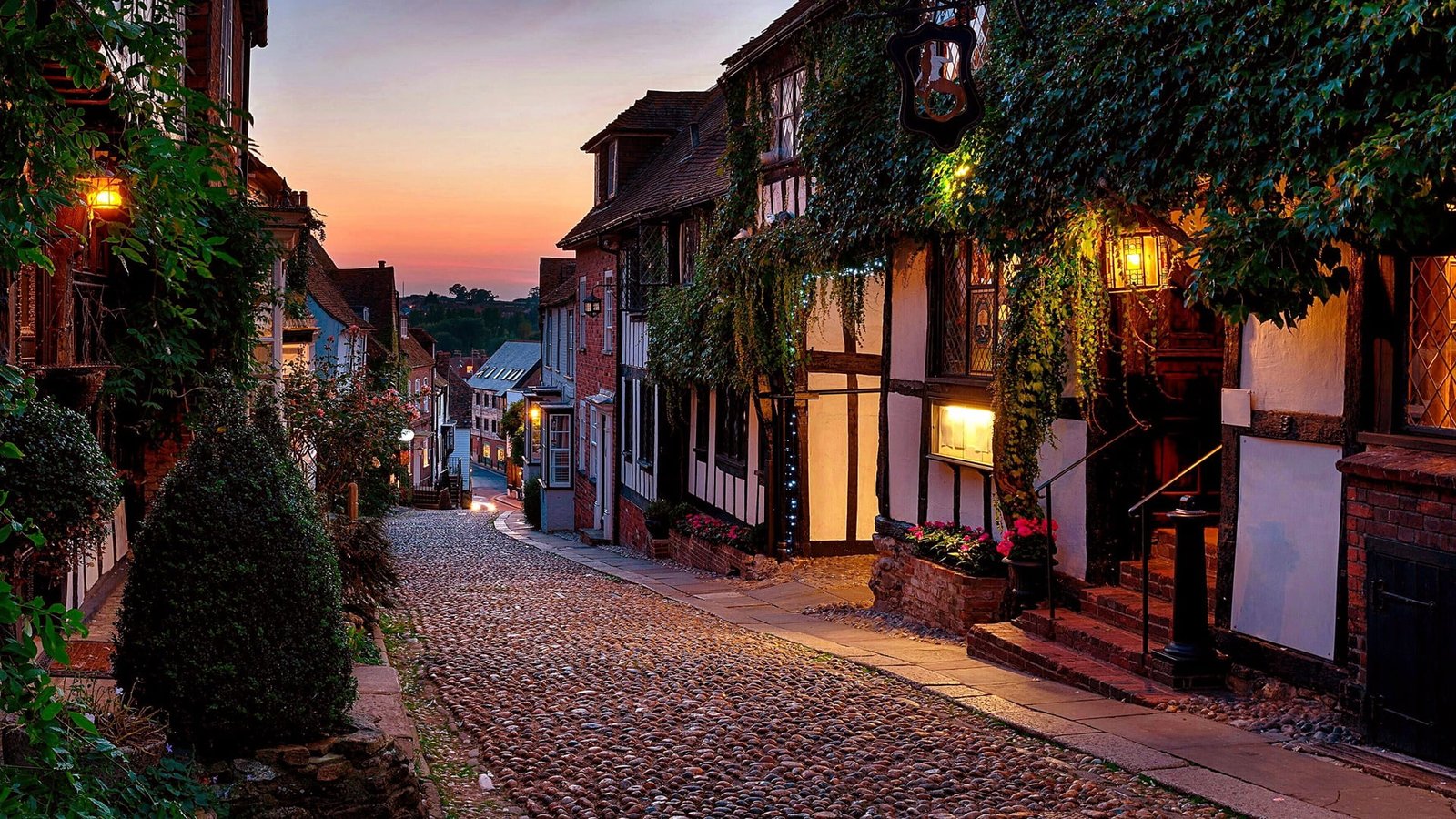 mermaid street east sussex rye evening united kingdom alley 2k