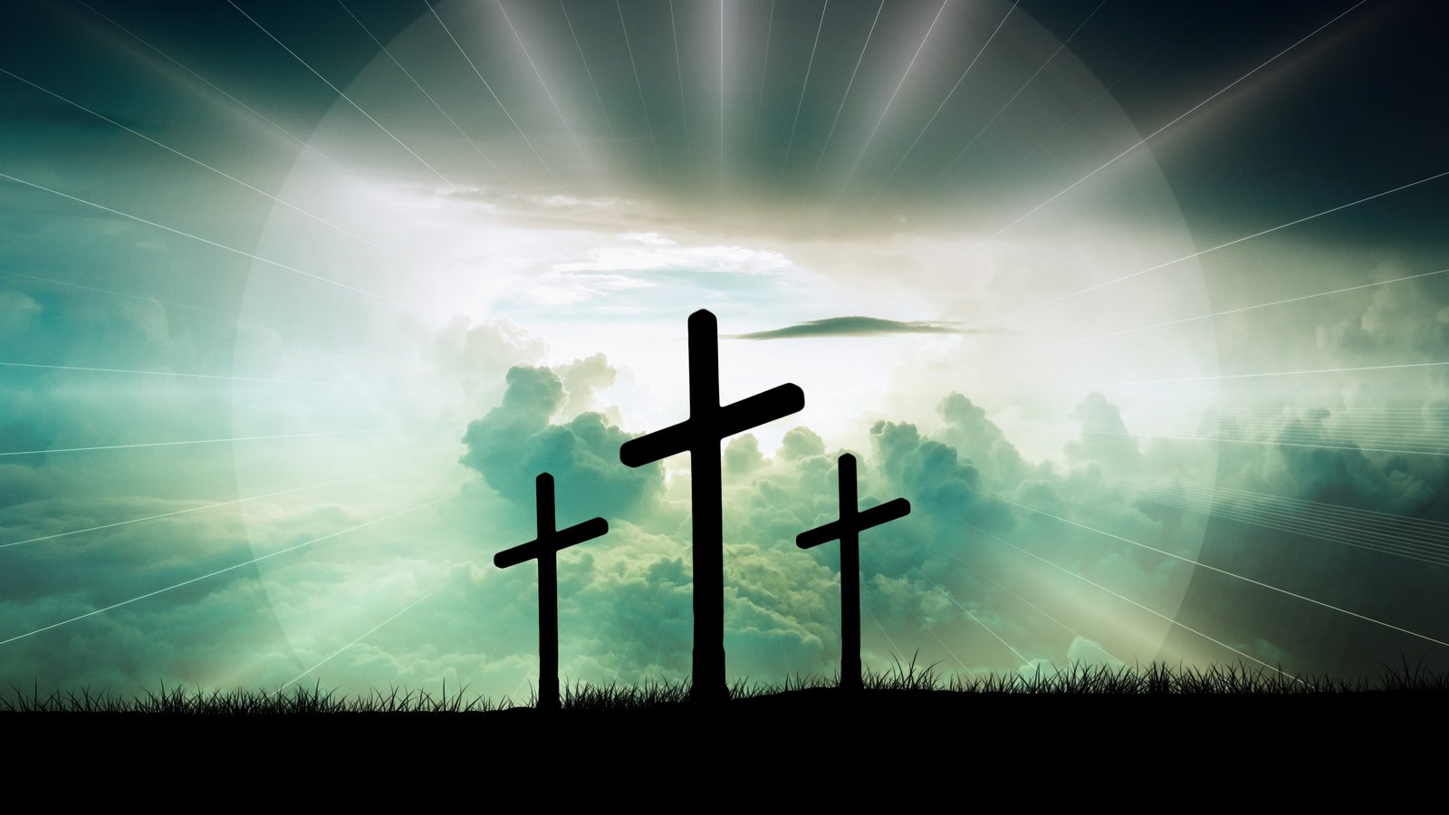 silhouette of three cross christ faith god jesus clouds 2k 4k