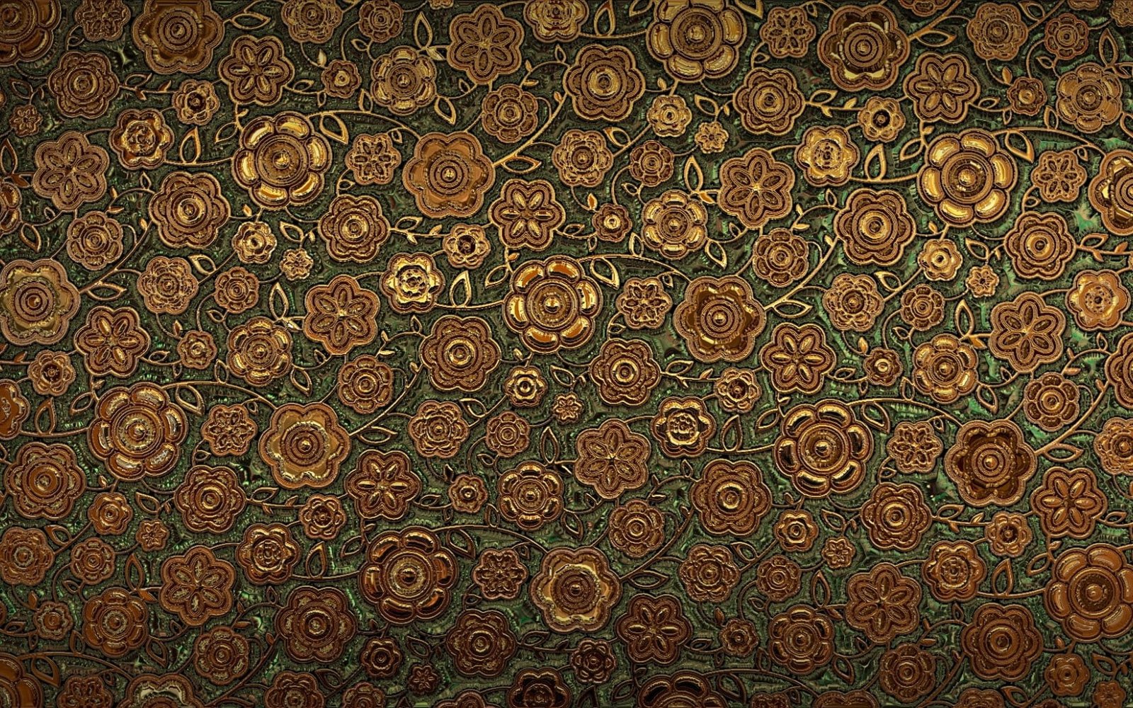 brown and green floral print textile ornament pattern texture 2k