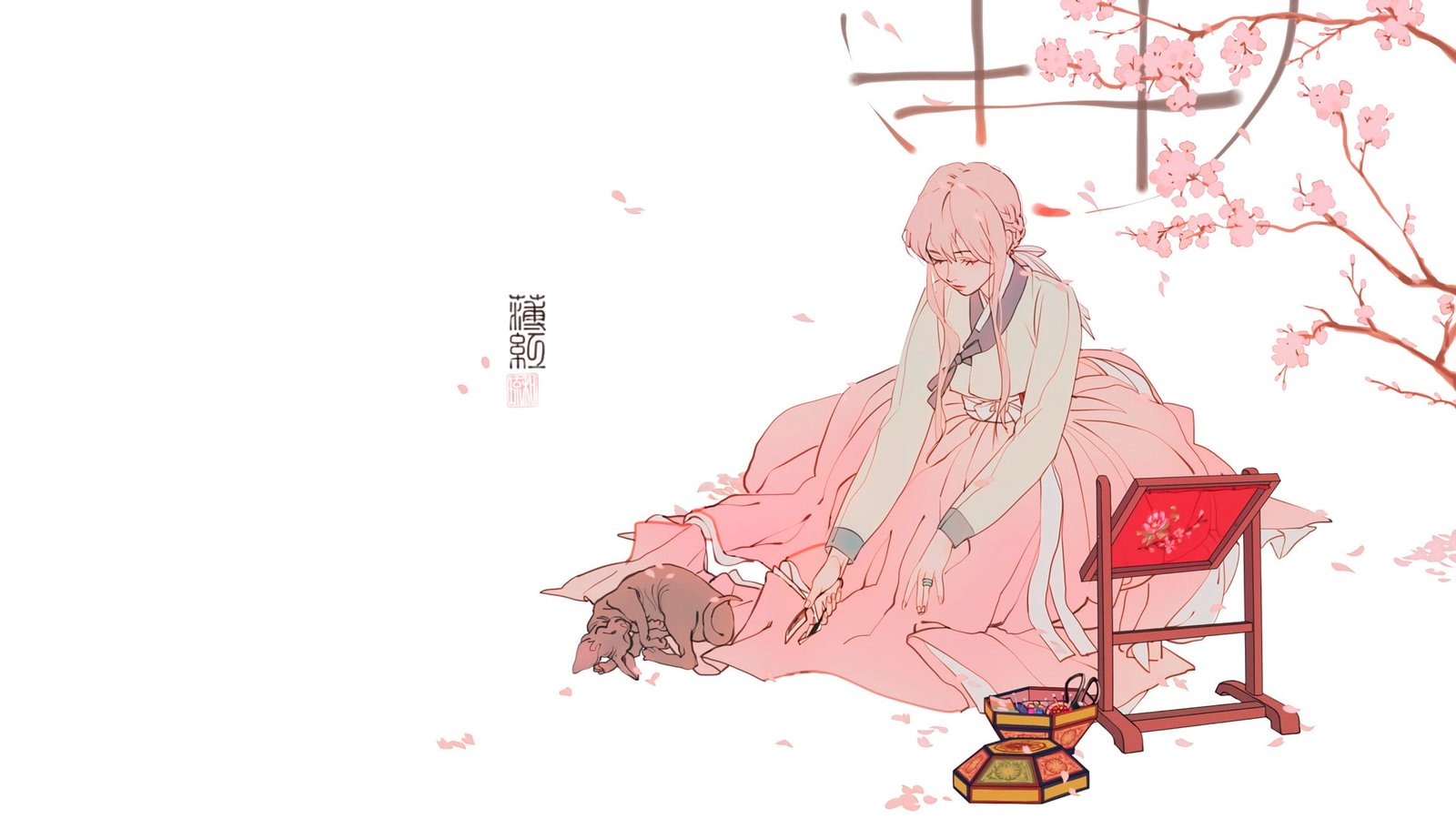 anime manga girls simple background minimalism pink 29 2k