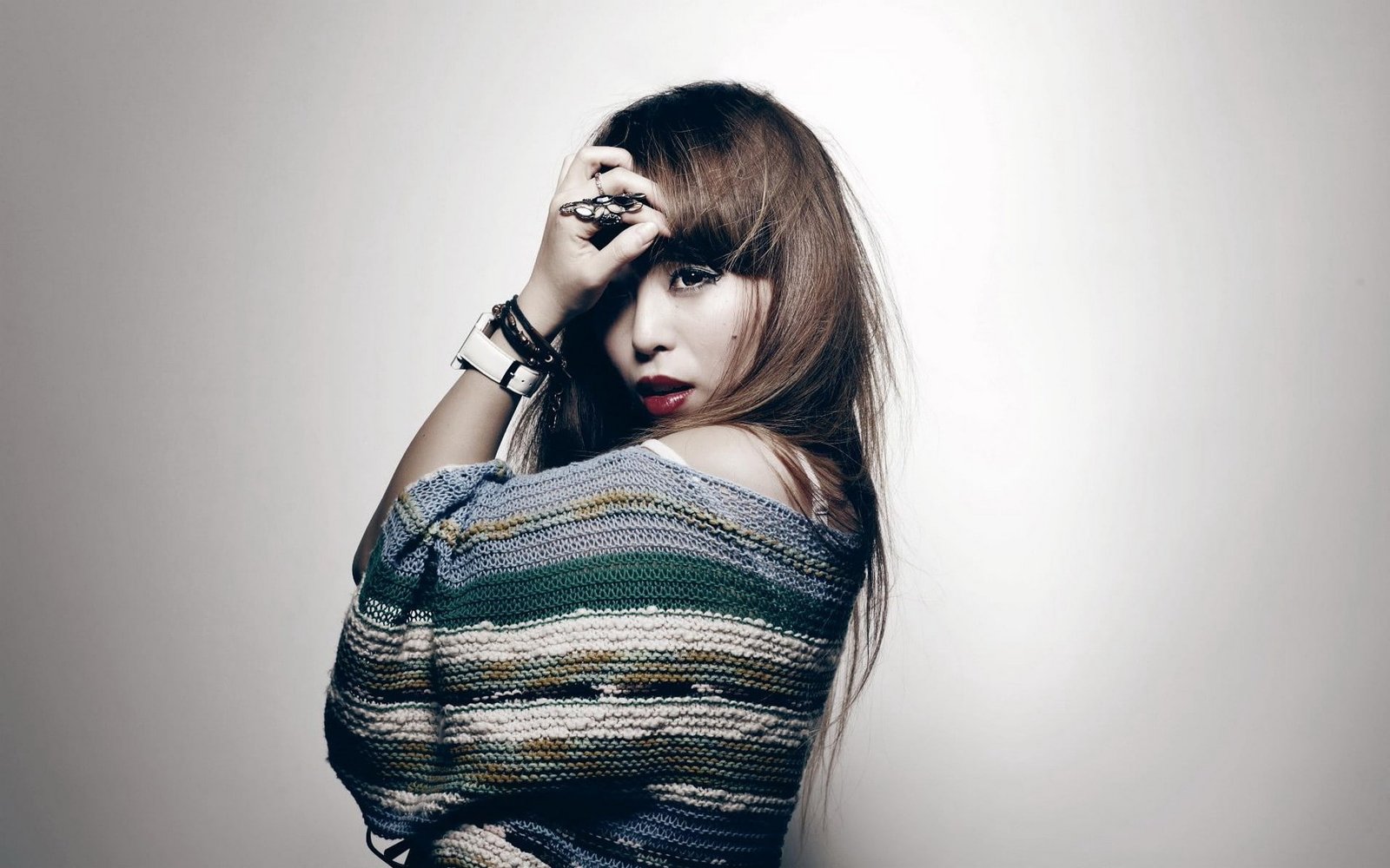 Hyuna Korean singer K pop women red lipstick model brunette 2k