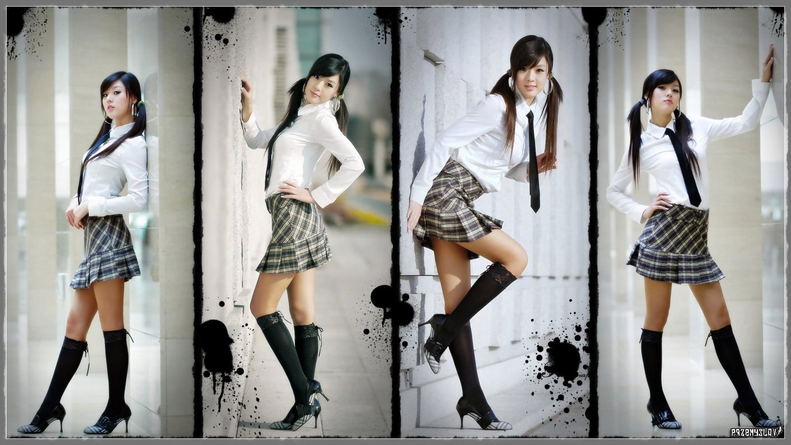 asians hee hwang korean skirts stockings tie women 2k