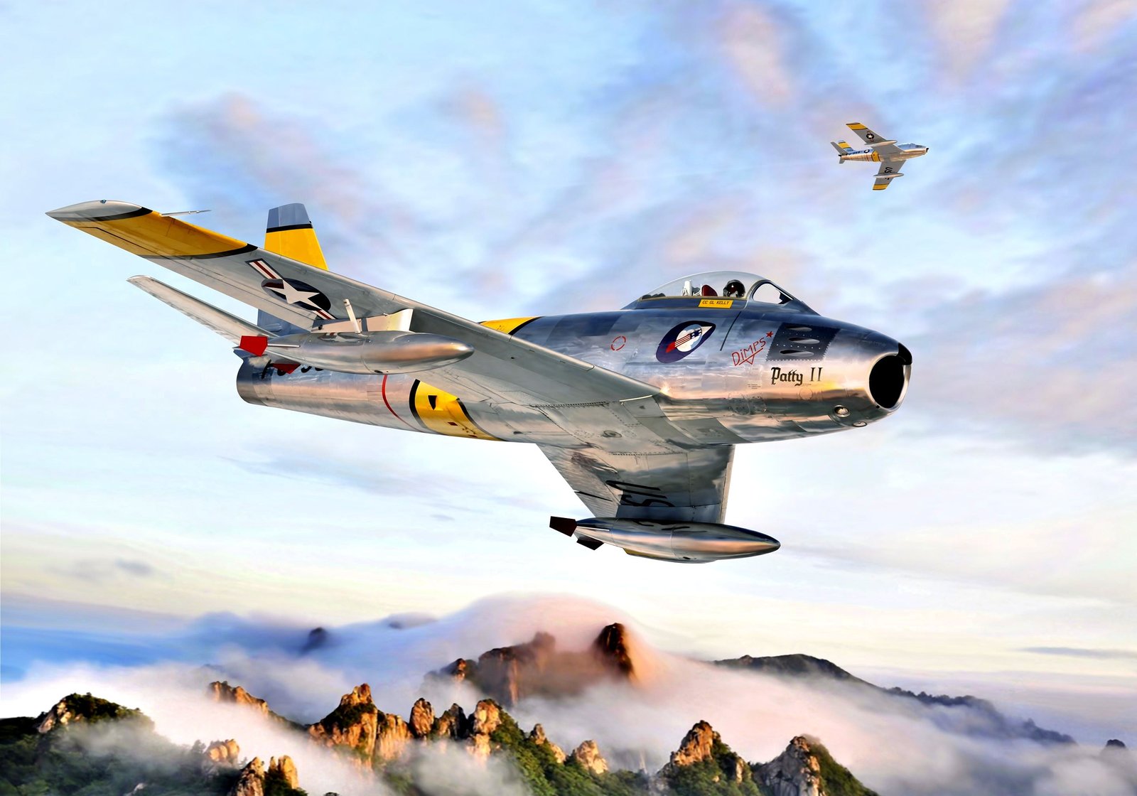 Mountains USA Sabre F The Korean war Korea 2k
