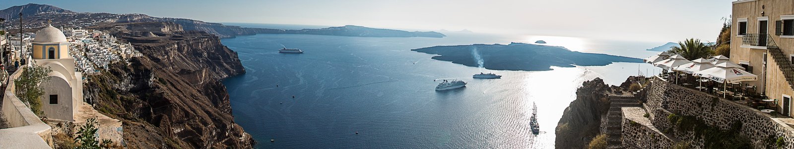 body of water house town cliff sea boat Europe panorama 2k 4k 5k