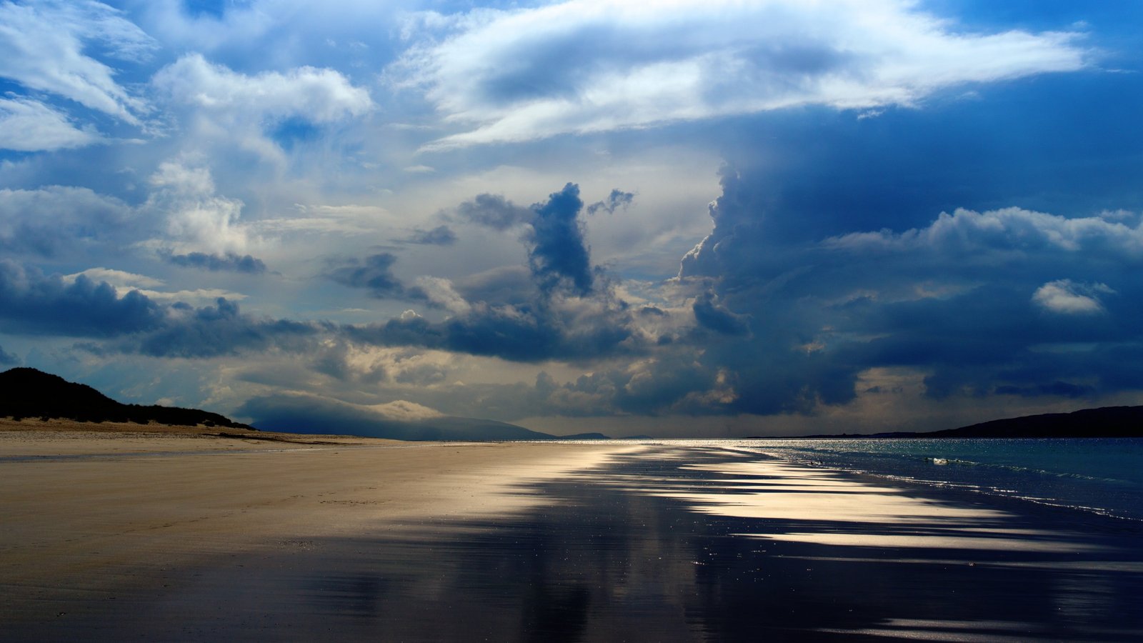 blue cloud formation sea Pacific Ocean mountains evening 2k 4k