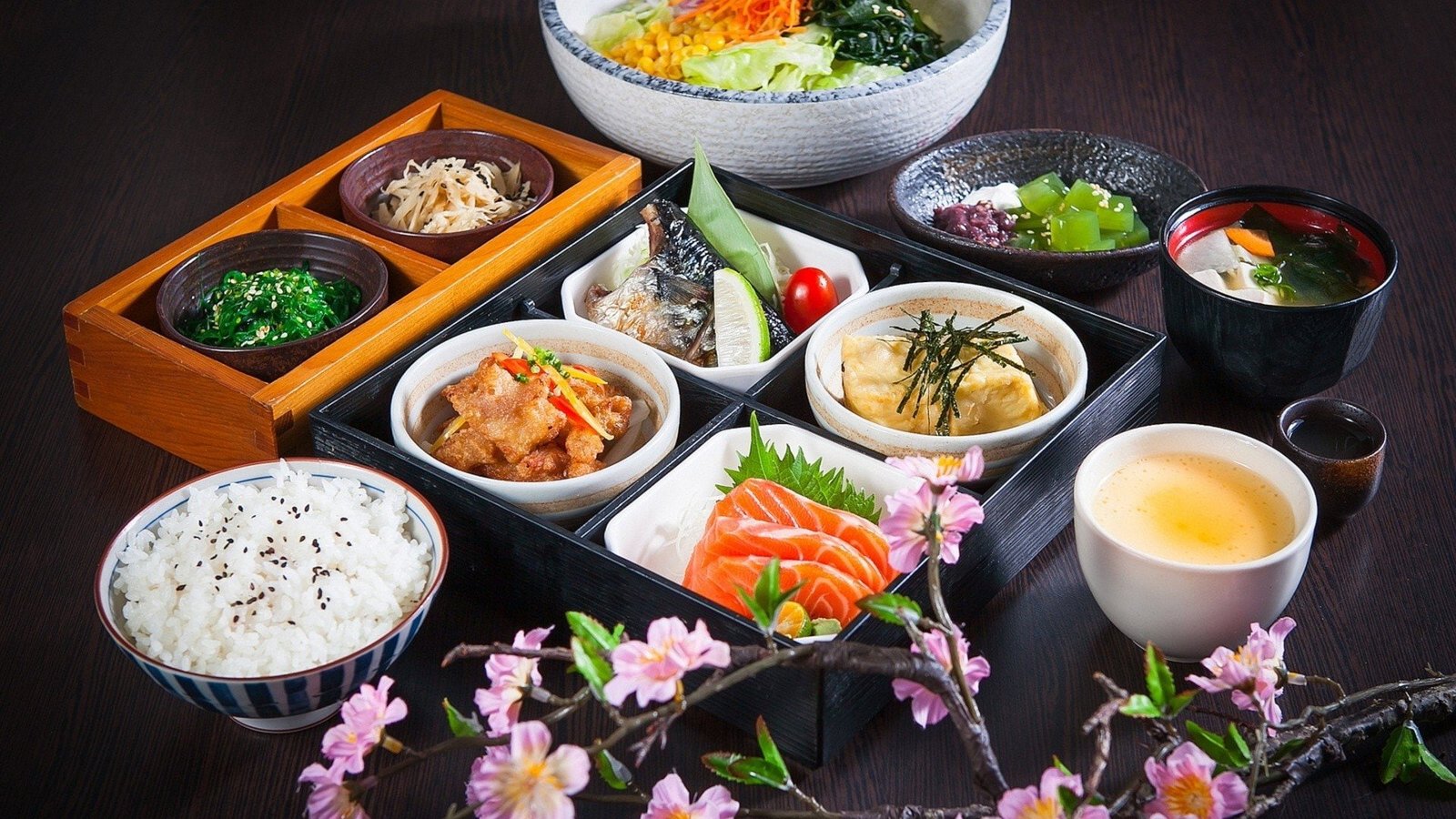 food rice asian bowl and drink healthy eating 2k