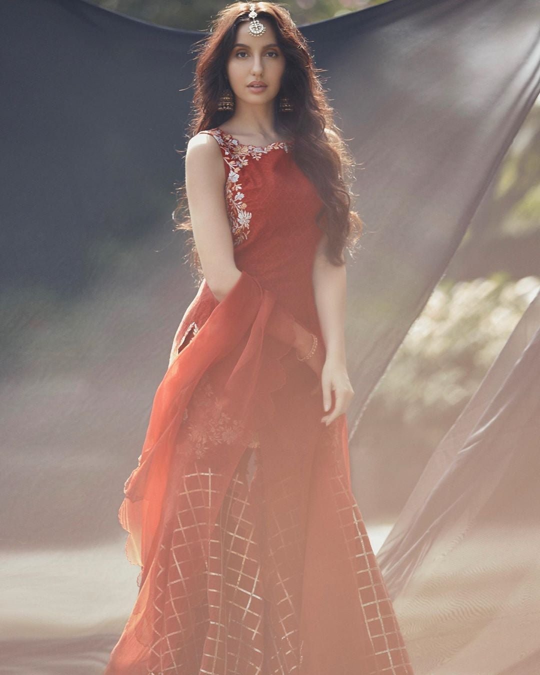 Beautiful red dress nora fatehi actress dancer