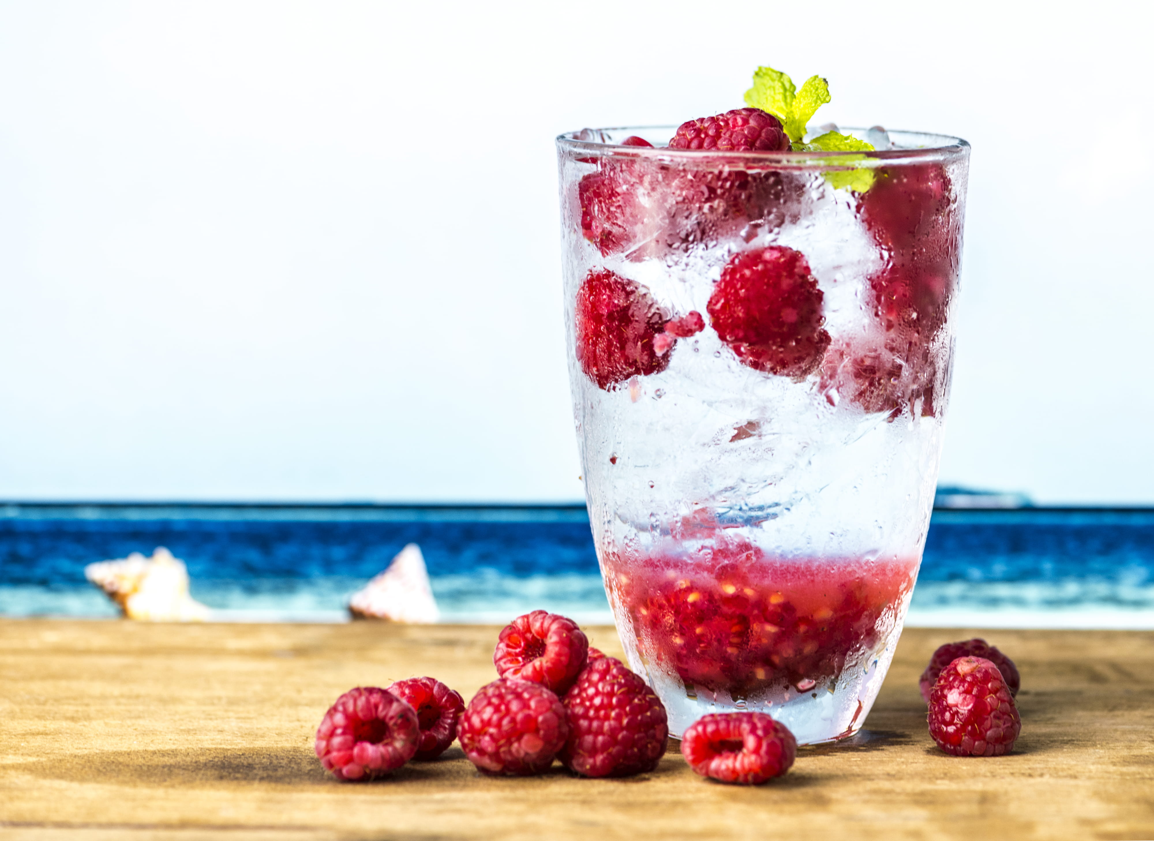Red Raspberry in Clear Drinking Glass antioxidant beach berries 2k 4k
