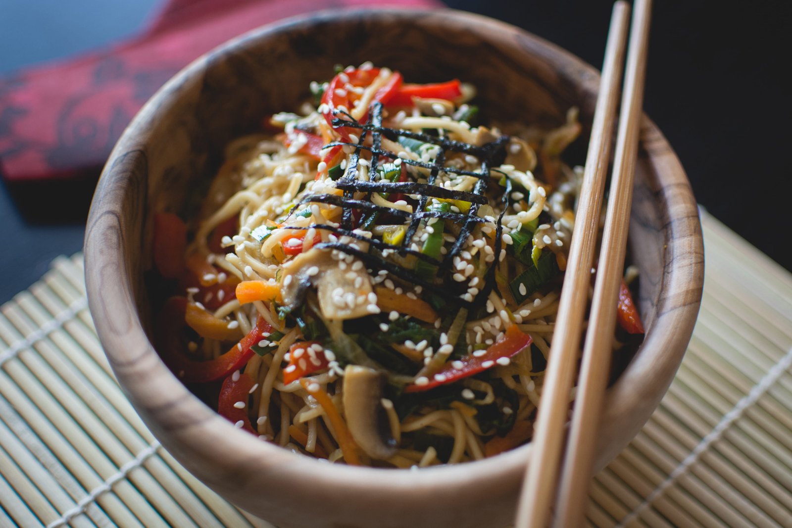 Chinese Colorful Meal with Noodles cooking food chopsticks 2k 4k