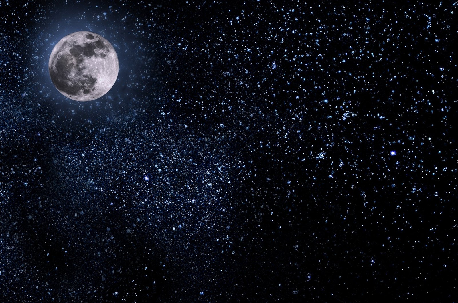 full moon with stars night sky midnight halloween dark background 2k