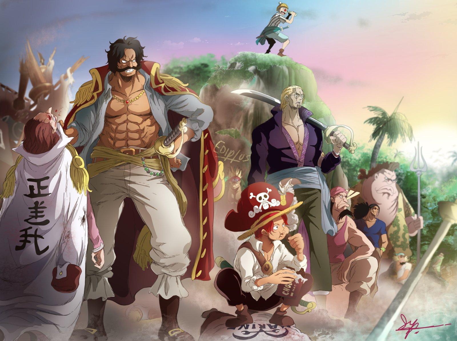 One Piece Roger Shanks anime Rayleigh buggy 2k