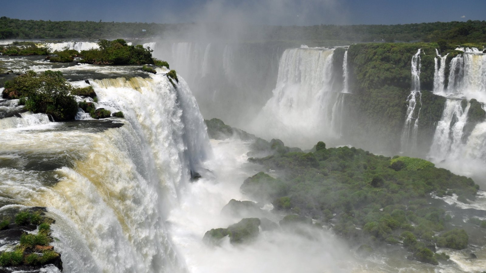 white waterfalls nature landscape river Iguazu Falls scenics 2k 4k