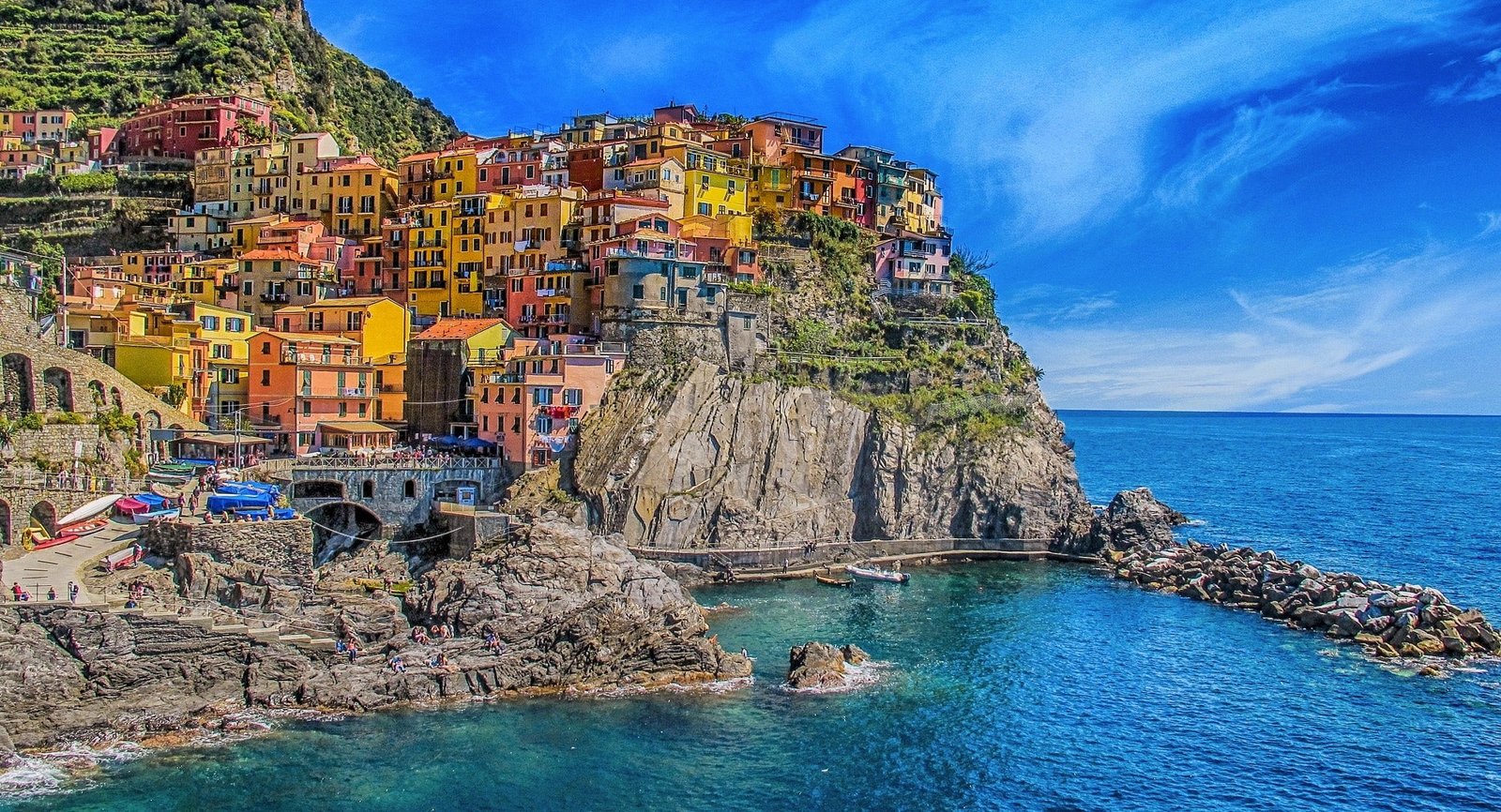 nature vacation sky Italy Cinque Terre water sea beach 2k
