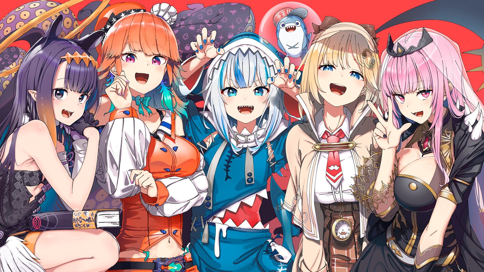 anime girls Hololive Gawr Gura Ninomae Ina nis Mori Calliope 2k