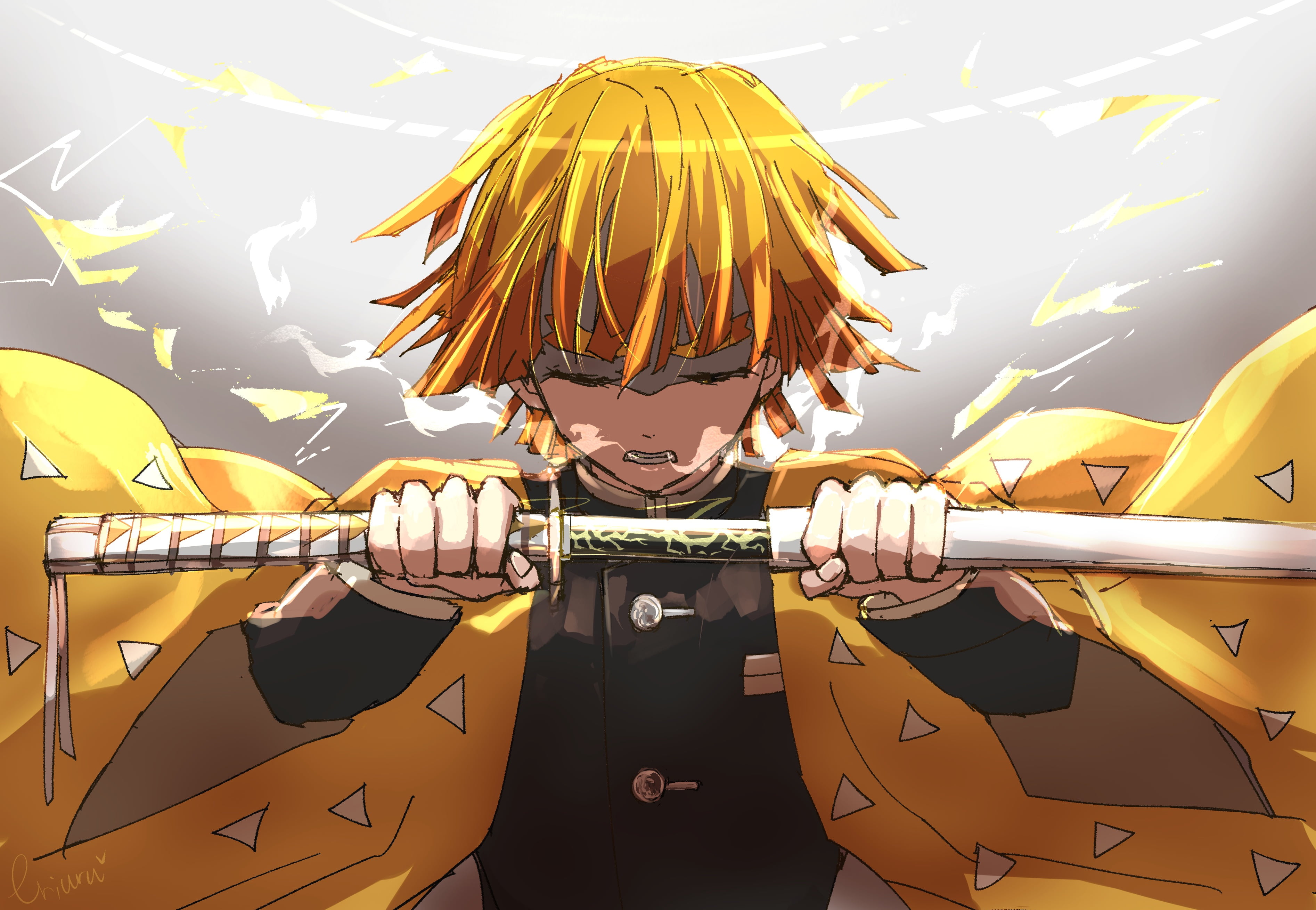 Anime Demon Slayer Kimetsu no Yaiba Zenitsu Agatsuma 2k 4k