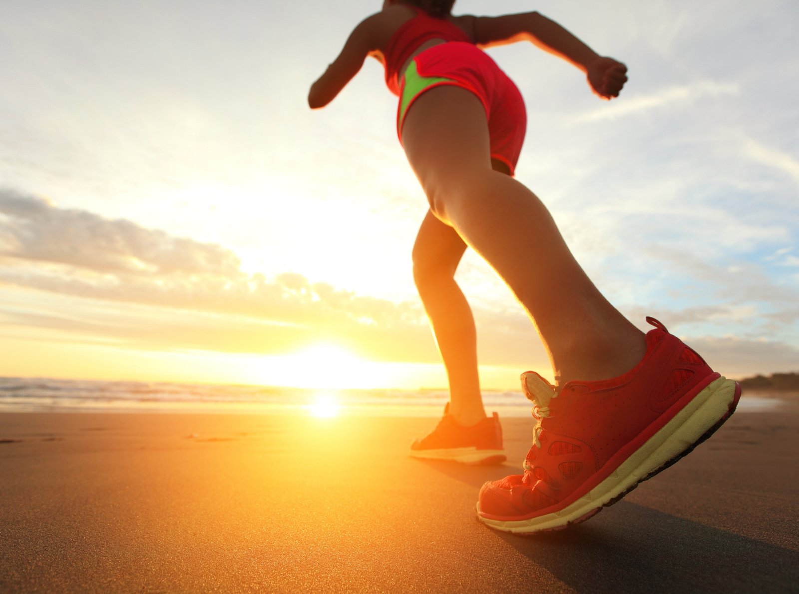 Beach Jogging red and white running shoes Sports Sunrise Girl 2k 4k