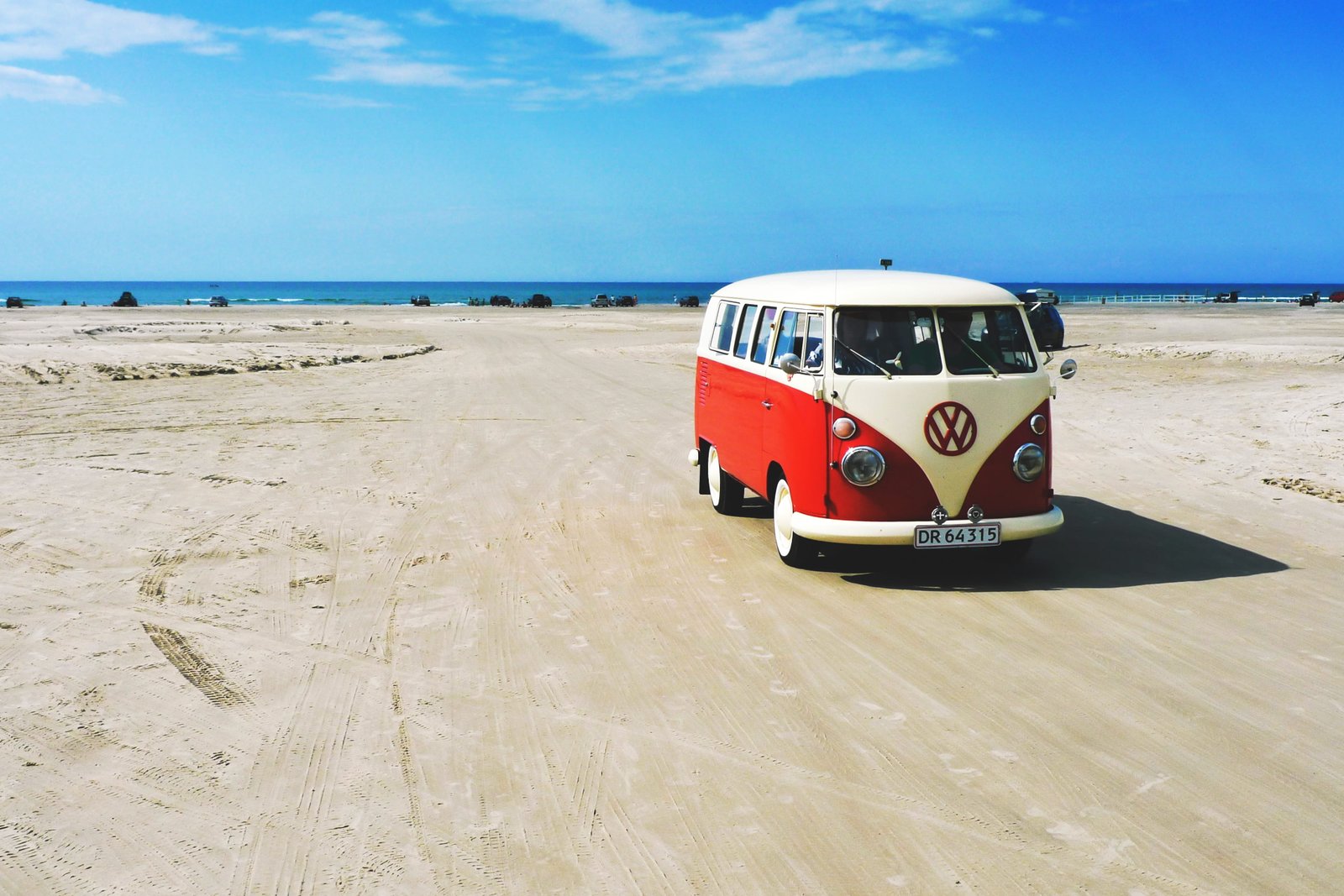 Camper Van on Beach travel car cars vans volkswagen vW 2k 4k