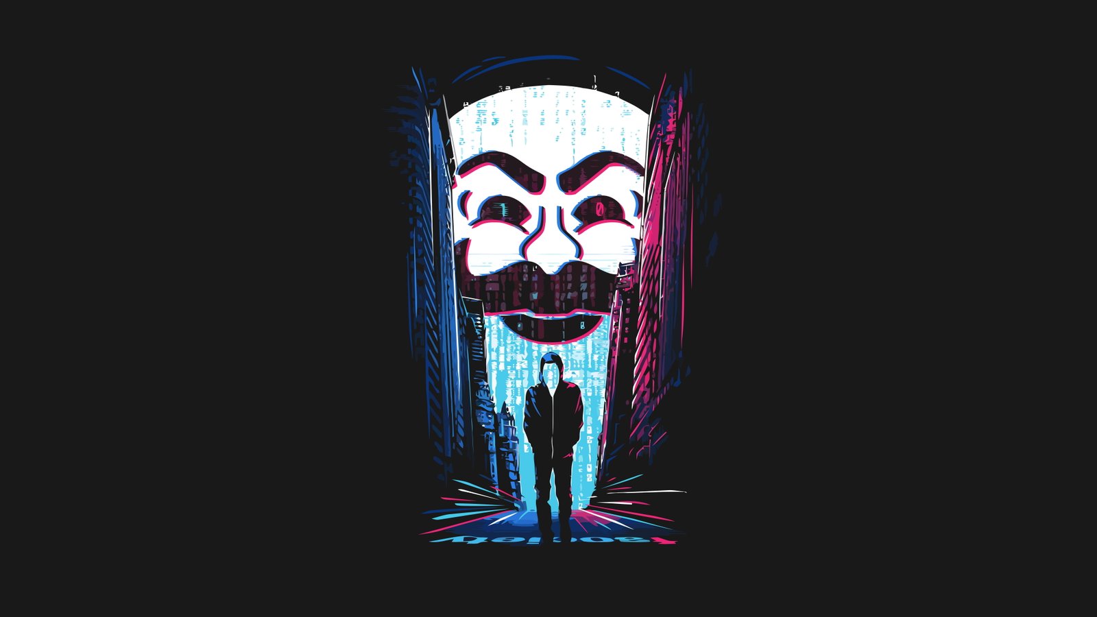 Hacker Man illustration Mr Robot TV hacking hackers binary 2k 4k 5k 8k