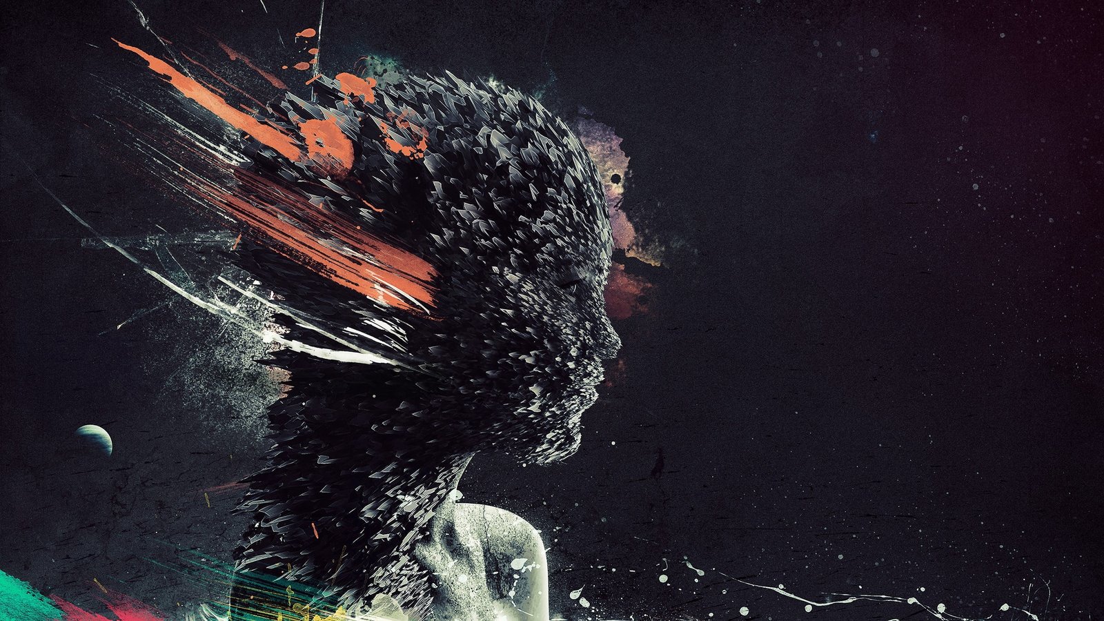 human face digital wallpaper Photoshop artwork smoke abstract 2k