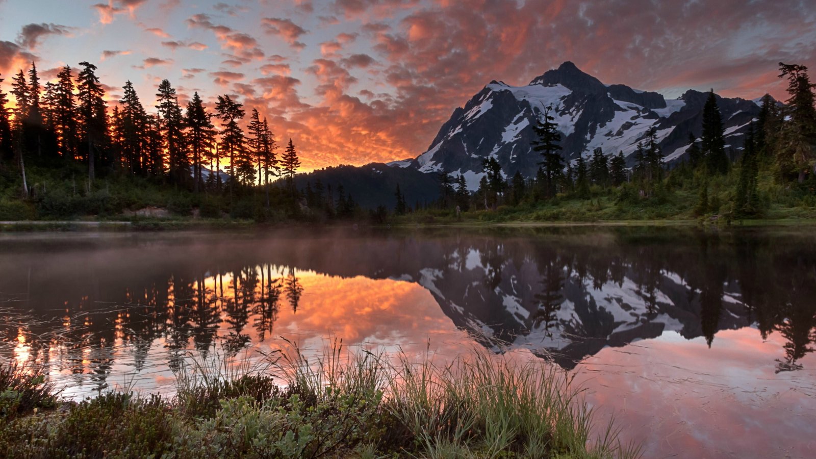 lake and mountain nature Canada landscape forest mountains 2k 4k