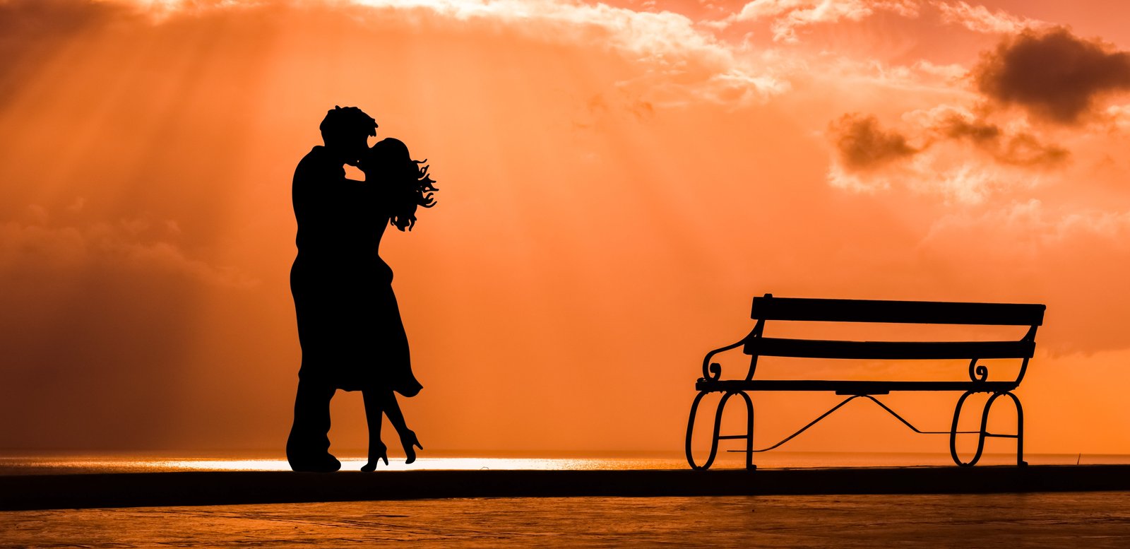 silhouette of man and woman during sunset couple romance love 2k 4k 5k