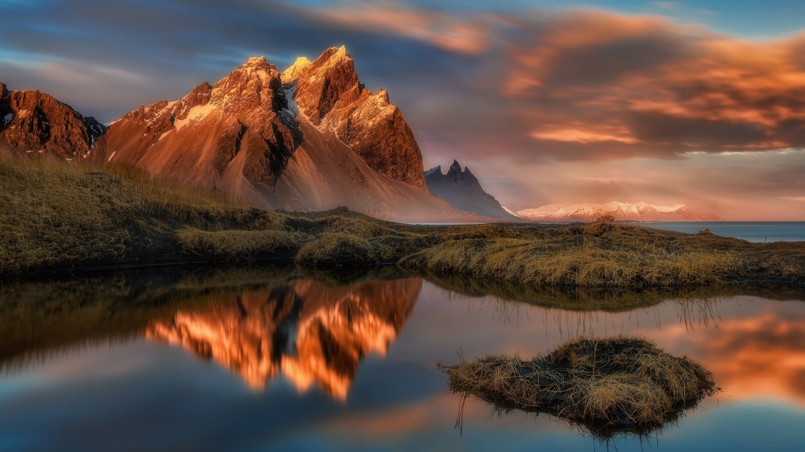 body of water mountains reflection lake clouds landscape 63 2k 4k