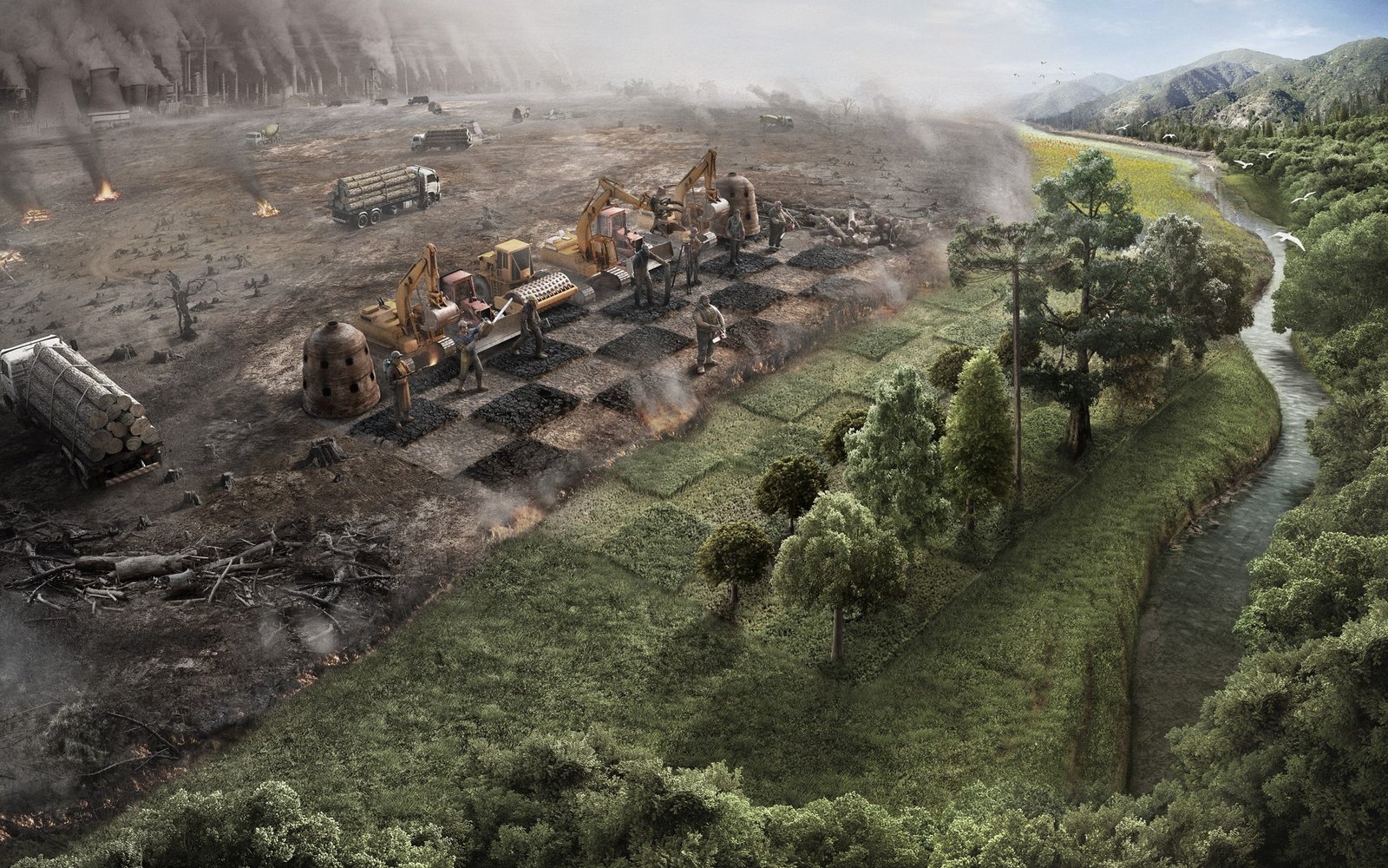 green and brown chessboard game nature digital wallpaper areal photograph of video 2k