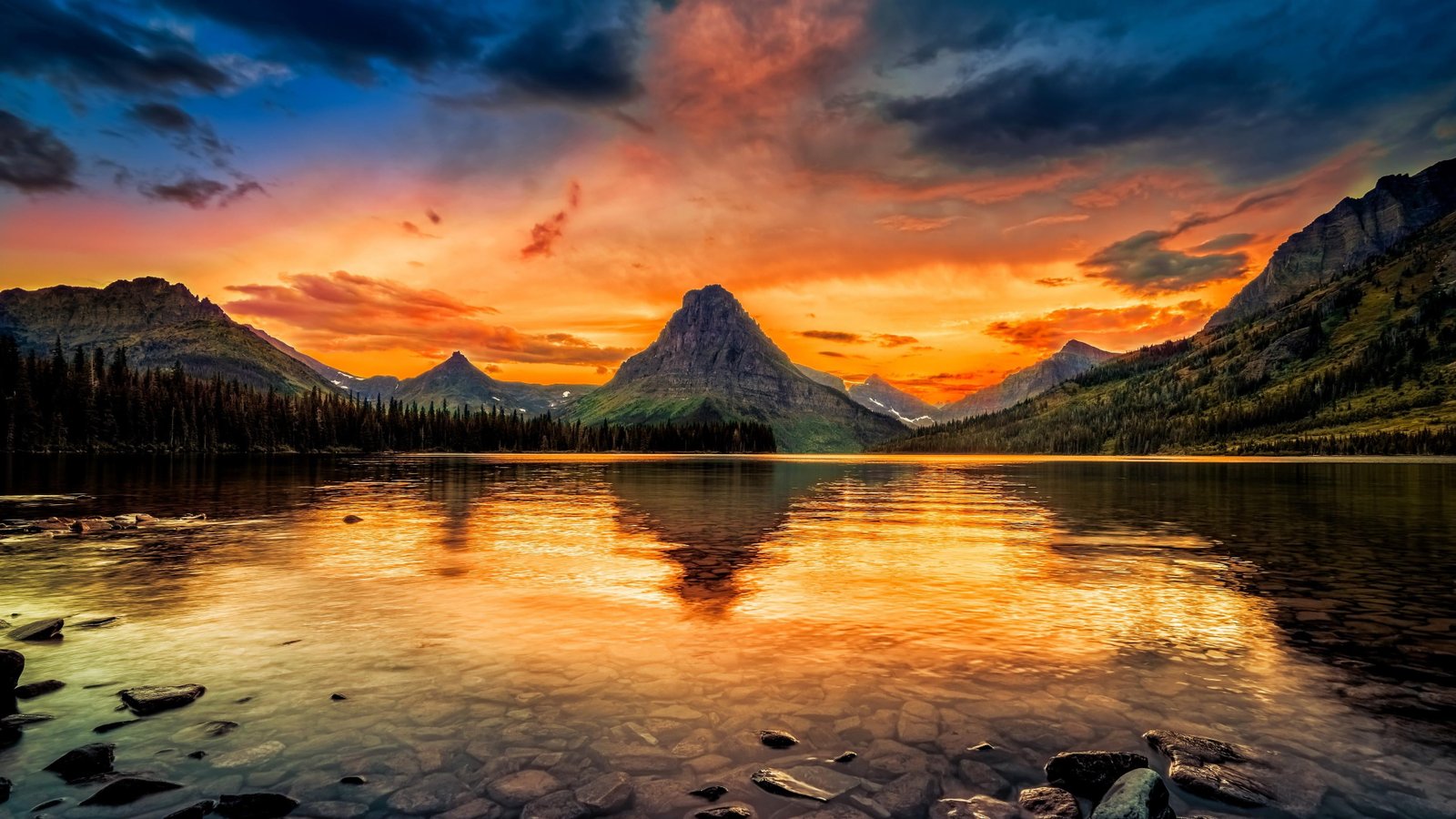 mount scenery montana united states two medicine lake 2k 4k