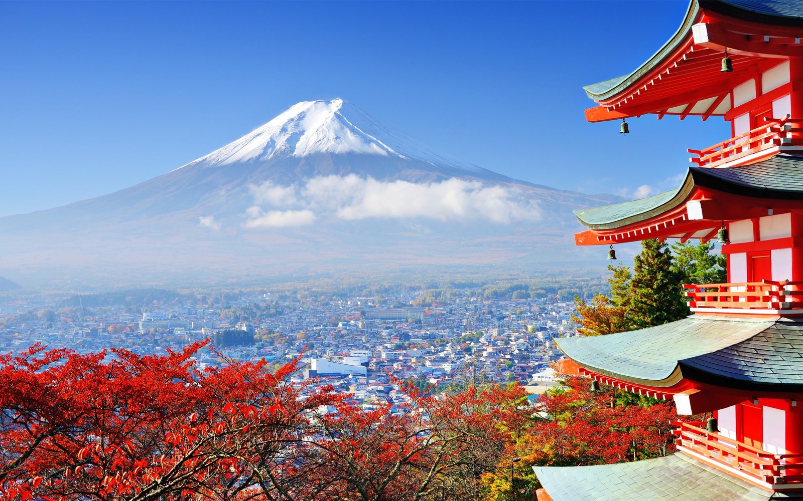 Mt Fuji Japan mountains Mount Asian architecture building 2k
