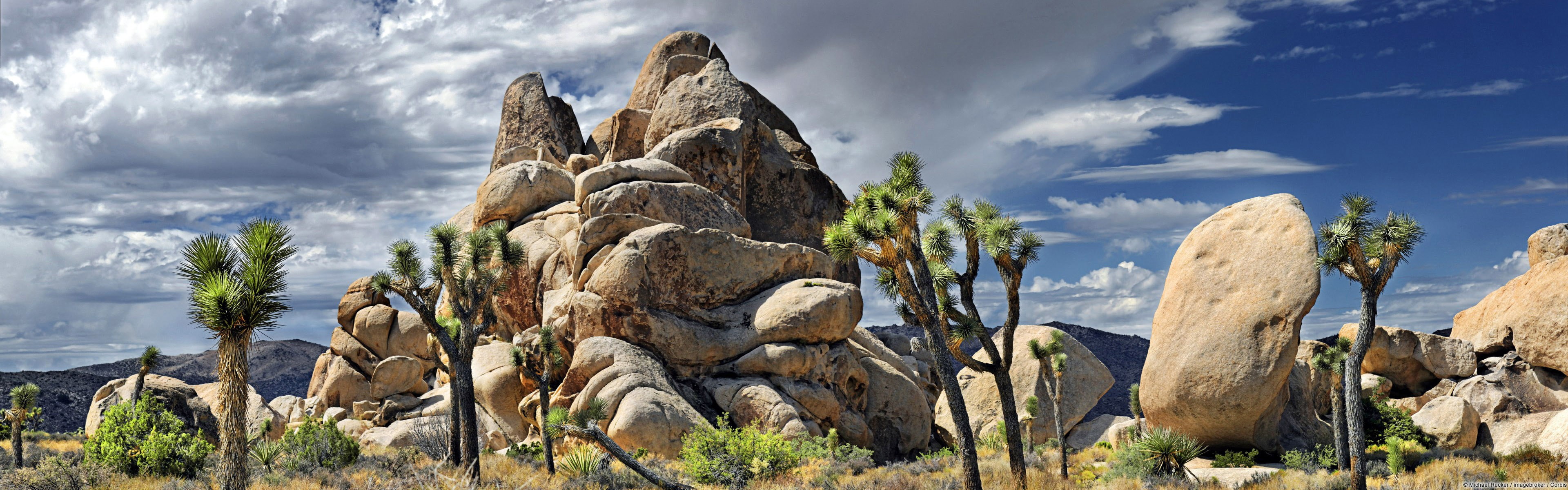 nature landscape rock Joshua Tree National Park sky cloud 2k 4k