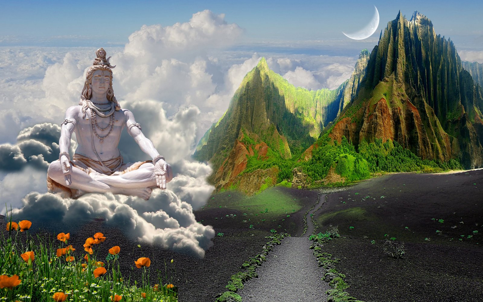 shiva god deity india impression meditation mystical 2k