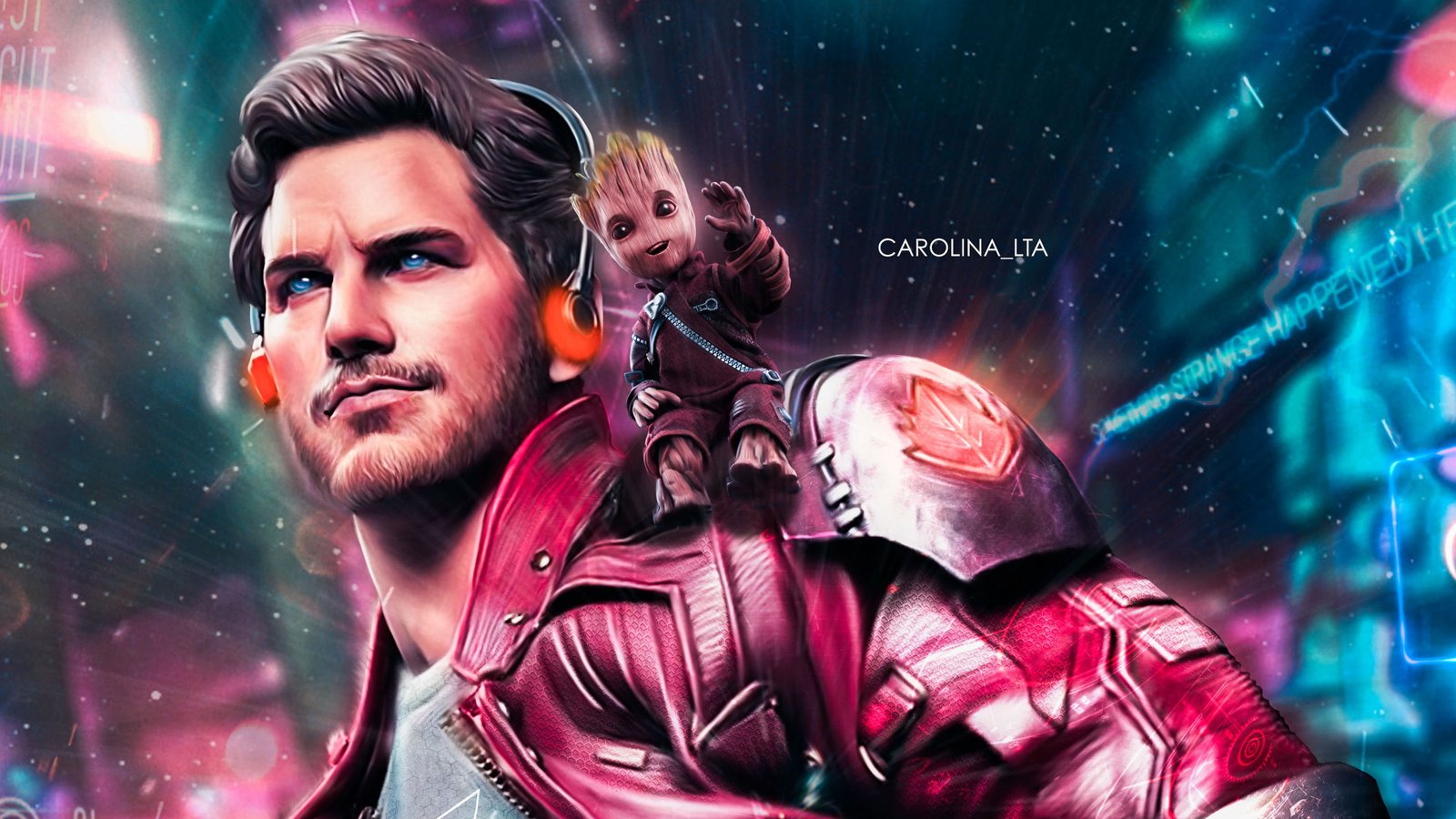 star lord baby groot hd artwork artist digital art 2k 4k