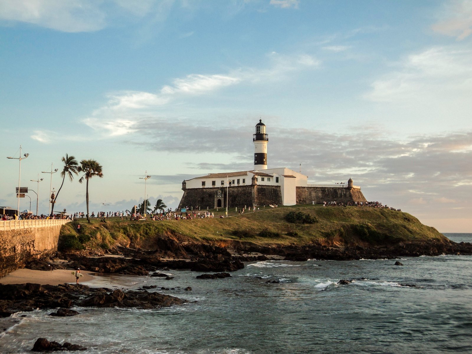 View of Farol da Barra Lighthouse in Salvador Brazil building 2k 4k