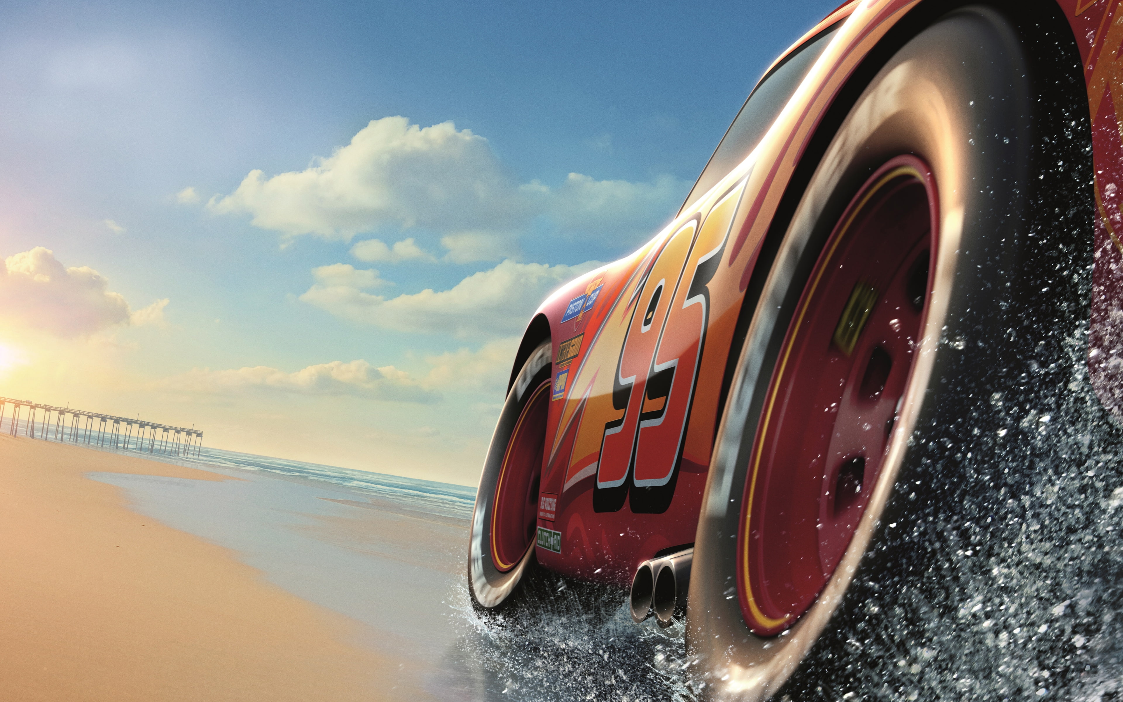 cars 3 lightning mcqueen beach clouds animation Movies 2k 4k
