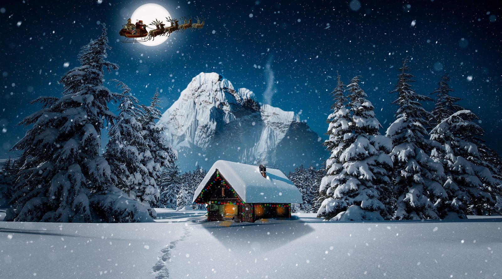 Christmas Winter Holidays Landscape Night Design Fantasy 2k 4k