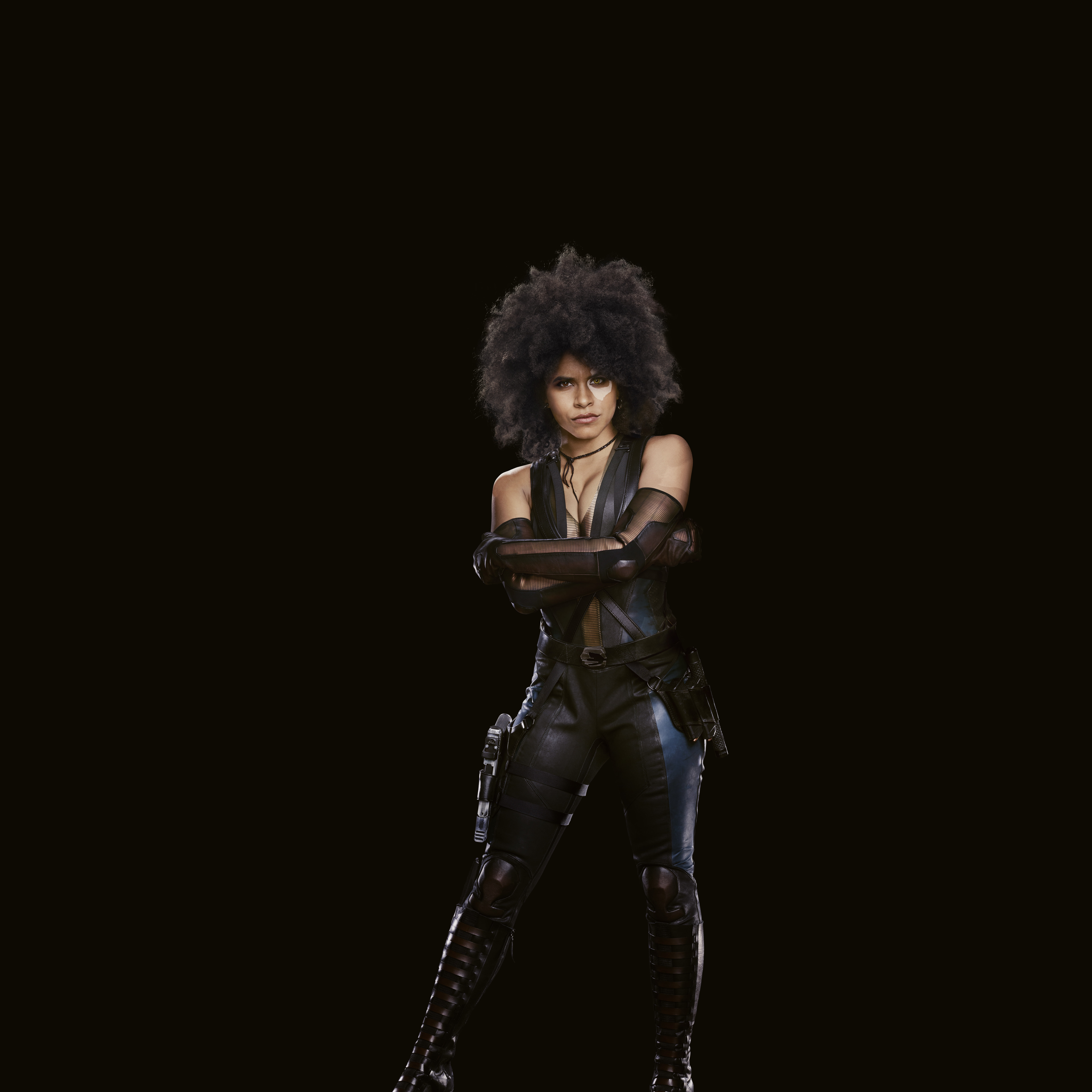 Domino Zazie Beetz Deadpool Dark background 2k 4k 5k 8k