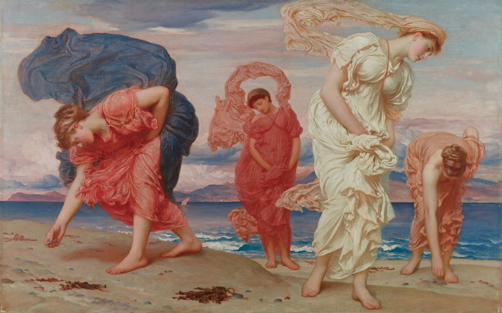 Frederic Leighton beach women artwork painting classic art 2k 4k