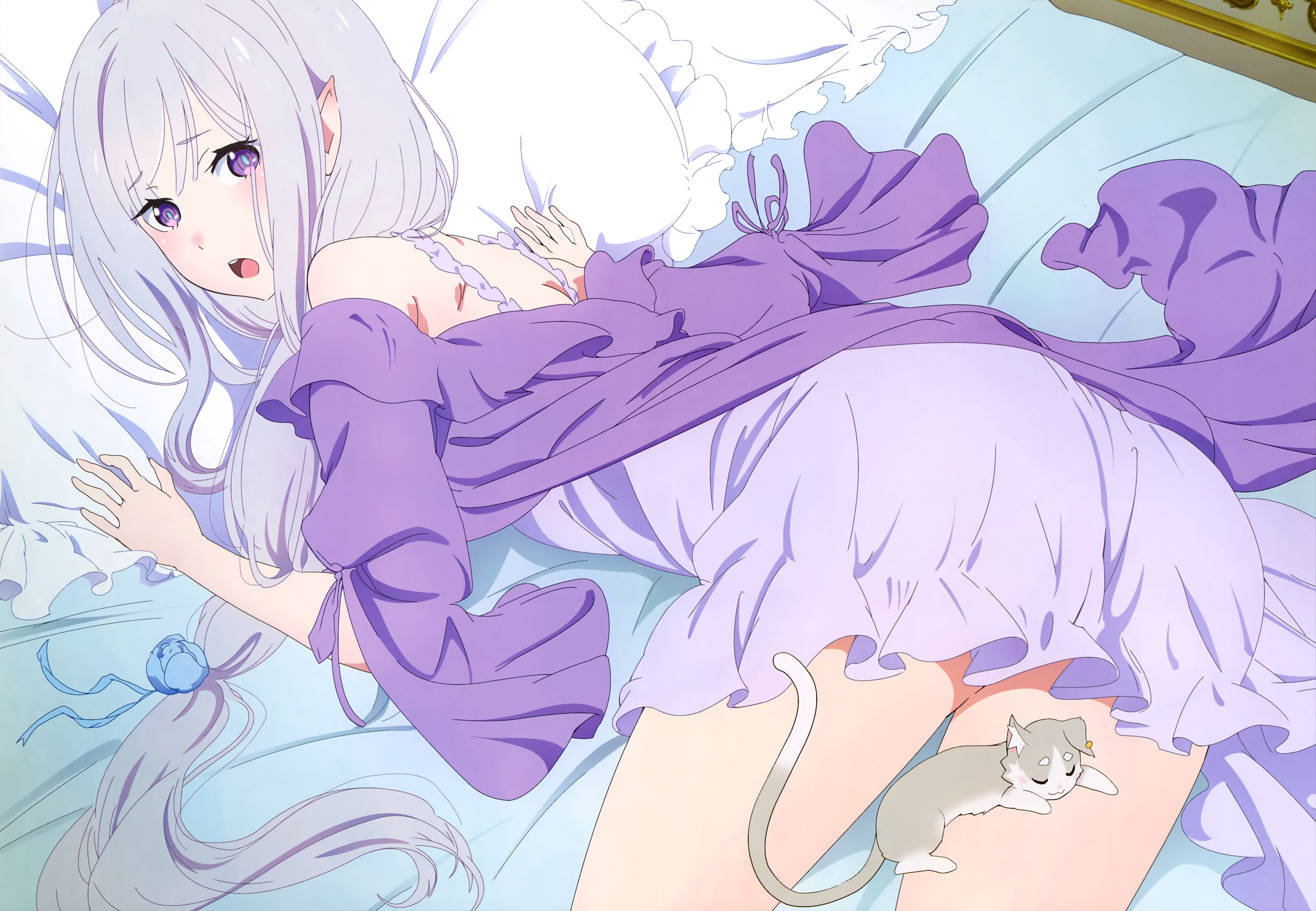 gray haired female anime character illustration Re Zero Kara Hajimeru Isekai Seikatsu 2k 4k 5k